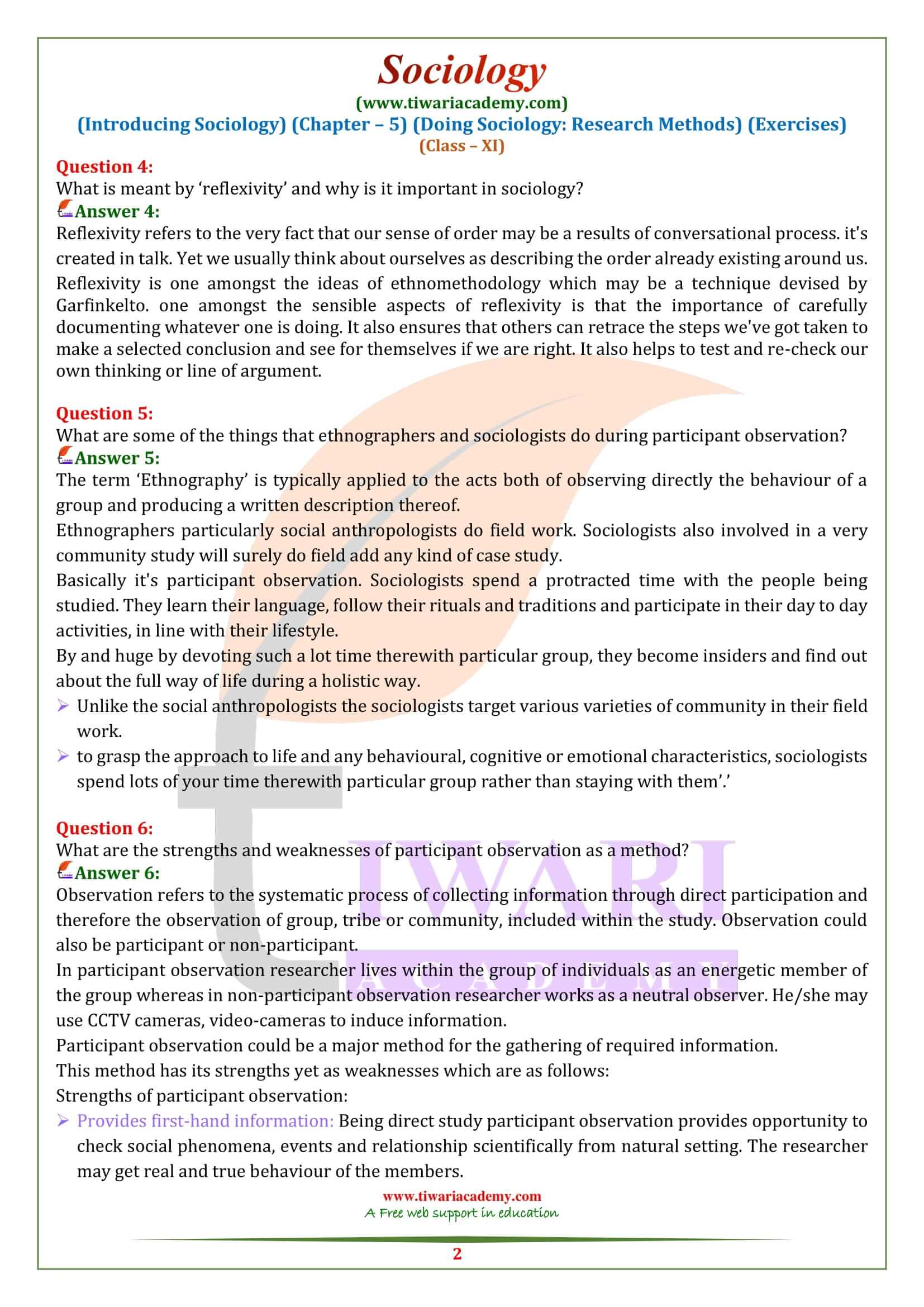 NCERT Solutions for Class 11 Sociology Chapter 5