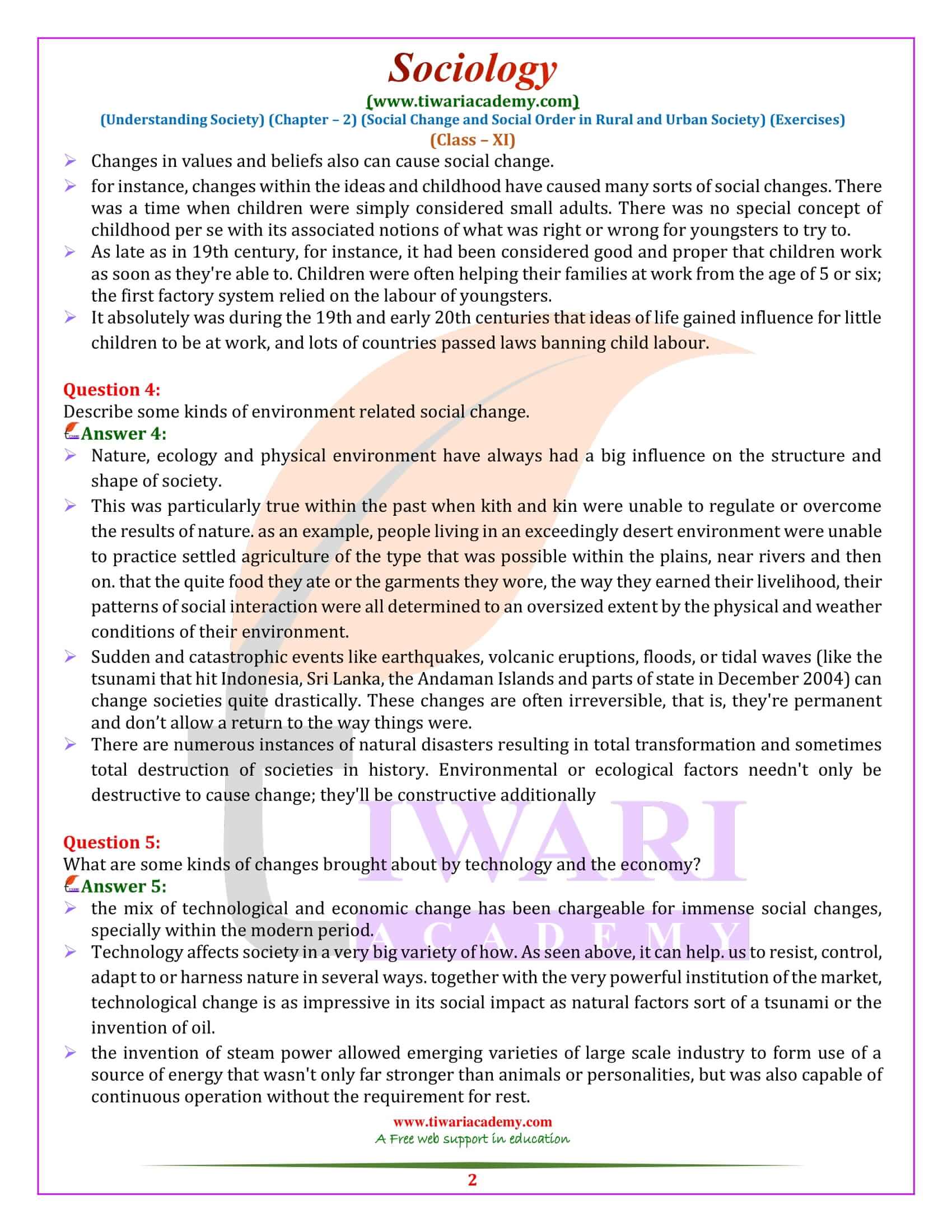 Class 11 Sociology Chapter 2 Social Change and Social Order