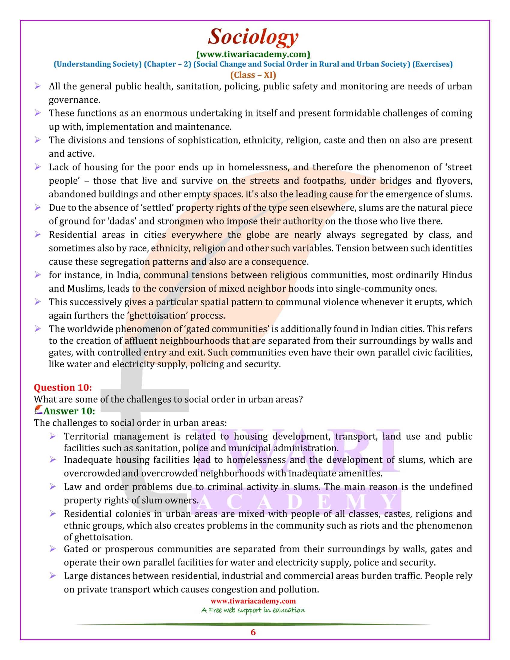 NCERT Solutions for Class 11 Sociology Chapter 2 QA