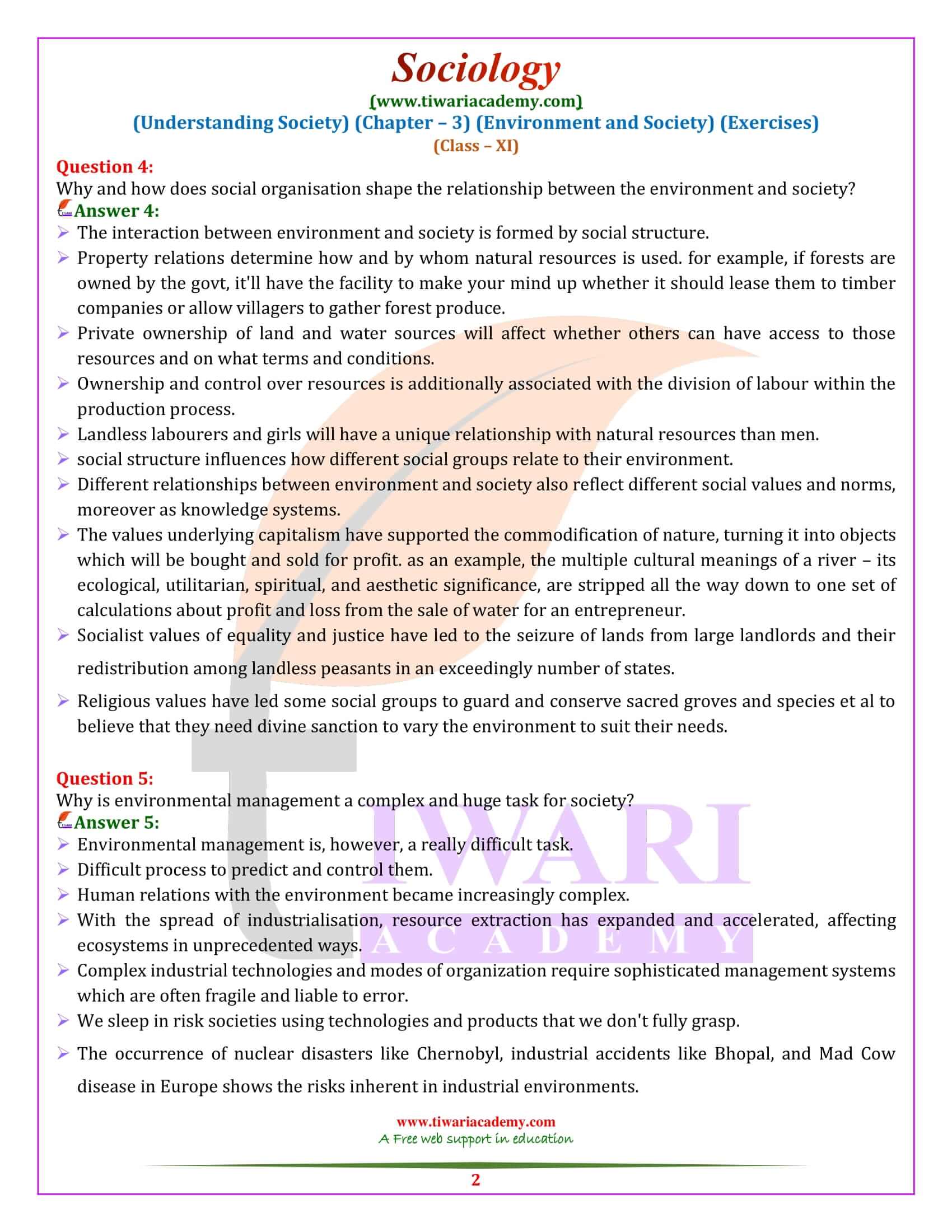 NCERT Solutions for Class 11 Sociology Chapter 3