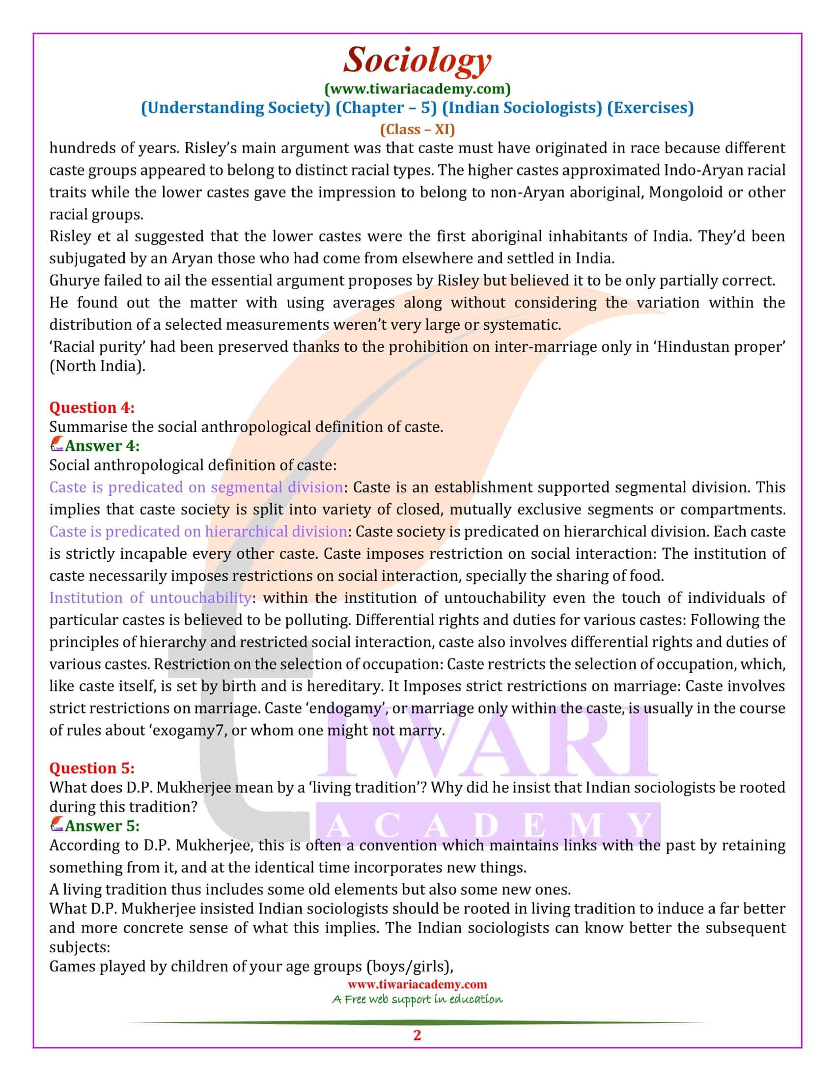 Class 11 Sociology Chapter 5 Indian Sociologists