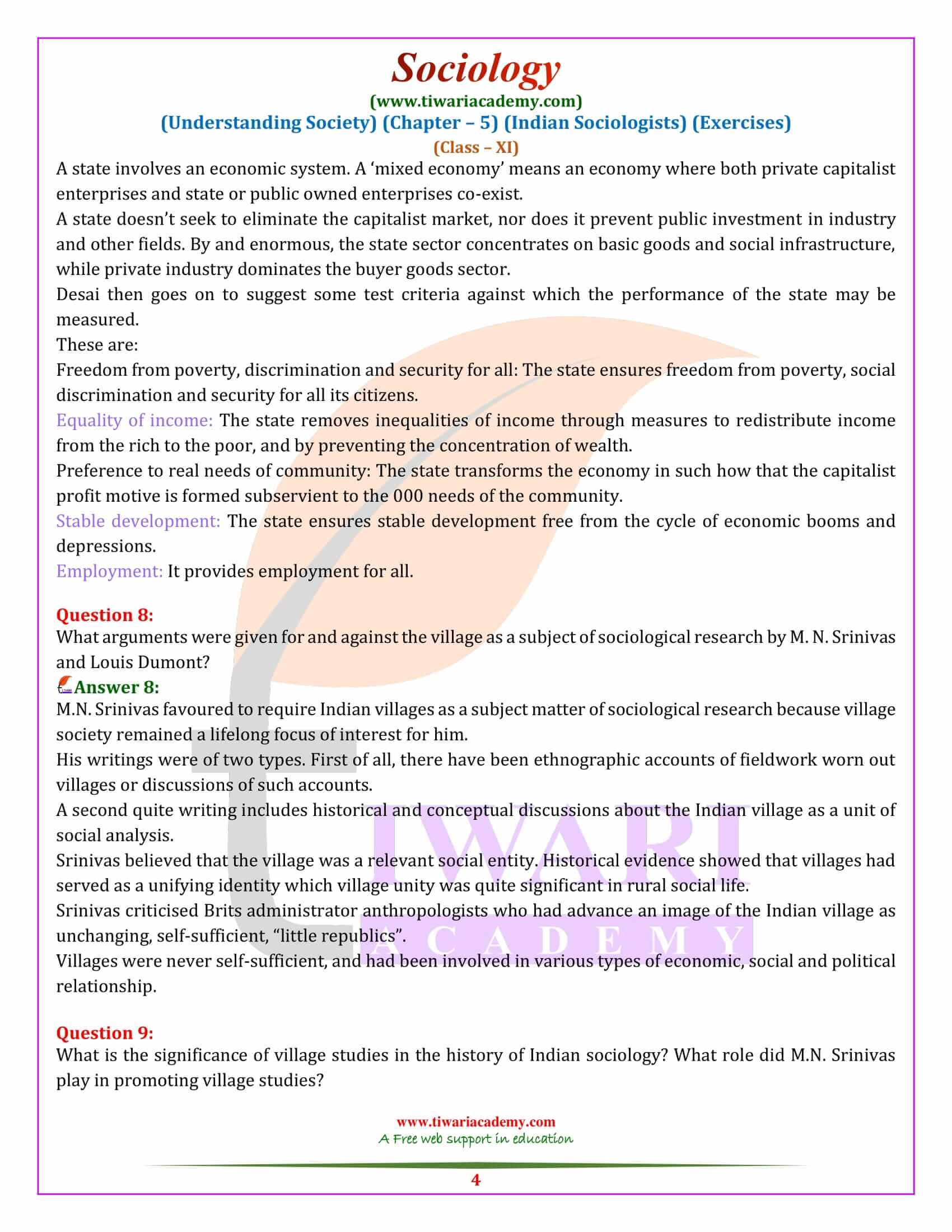 NCERT Solutions for Class 11 Sociology Chapter 5 Question Answers