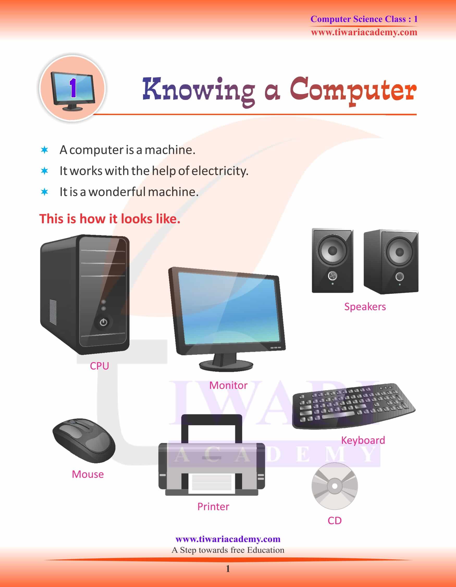 NCERT Solutions for Class 1 Computer Chapter 1