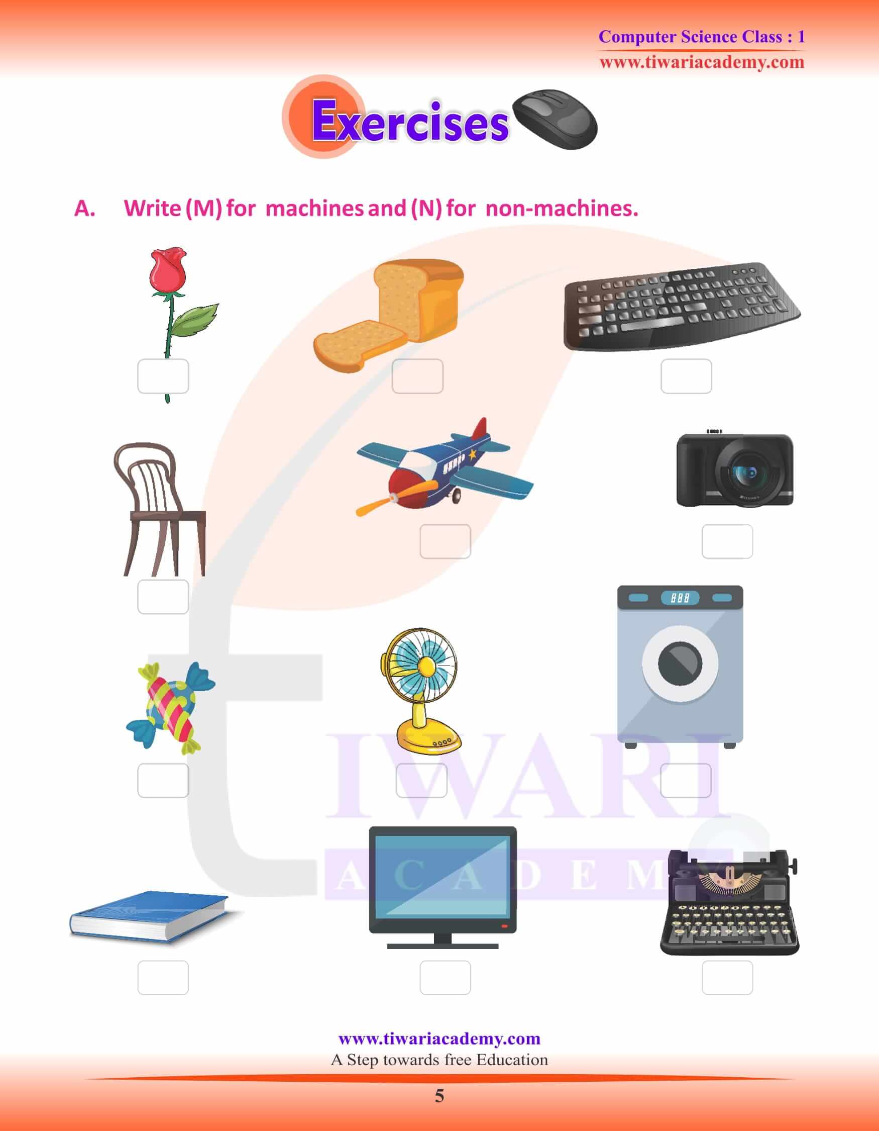 NCERT Solutions for Class 1 Computer Chapter 1 Activities work