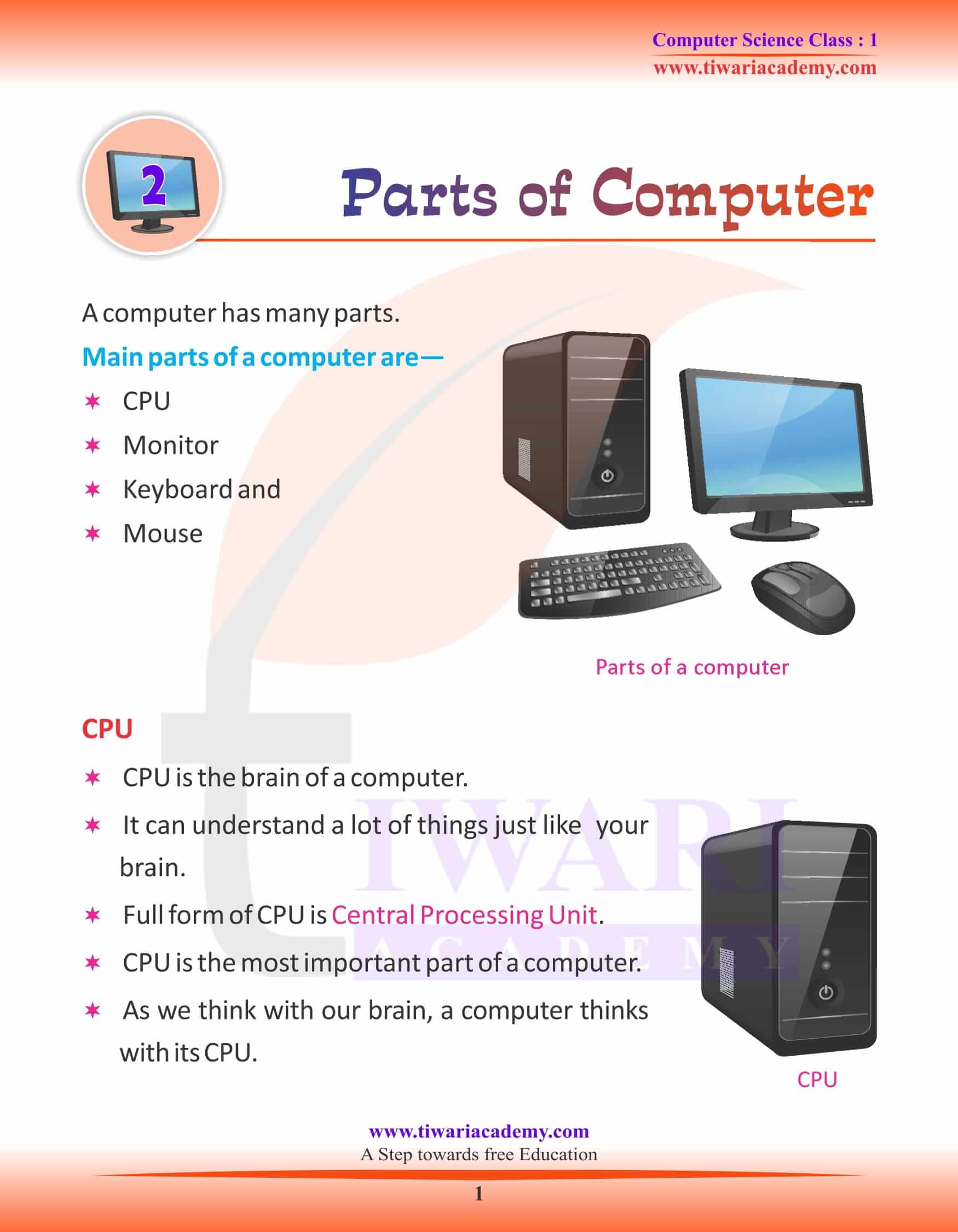NCERT Solutions for Class 1 Computer Chapter 2