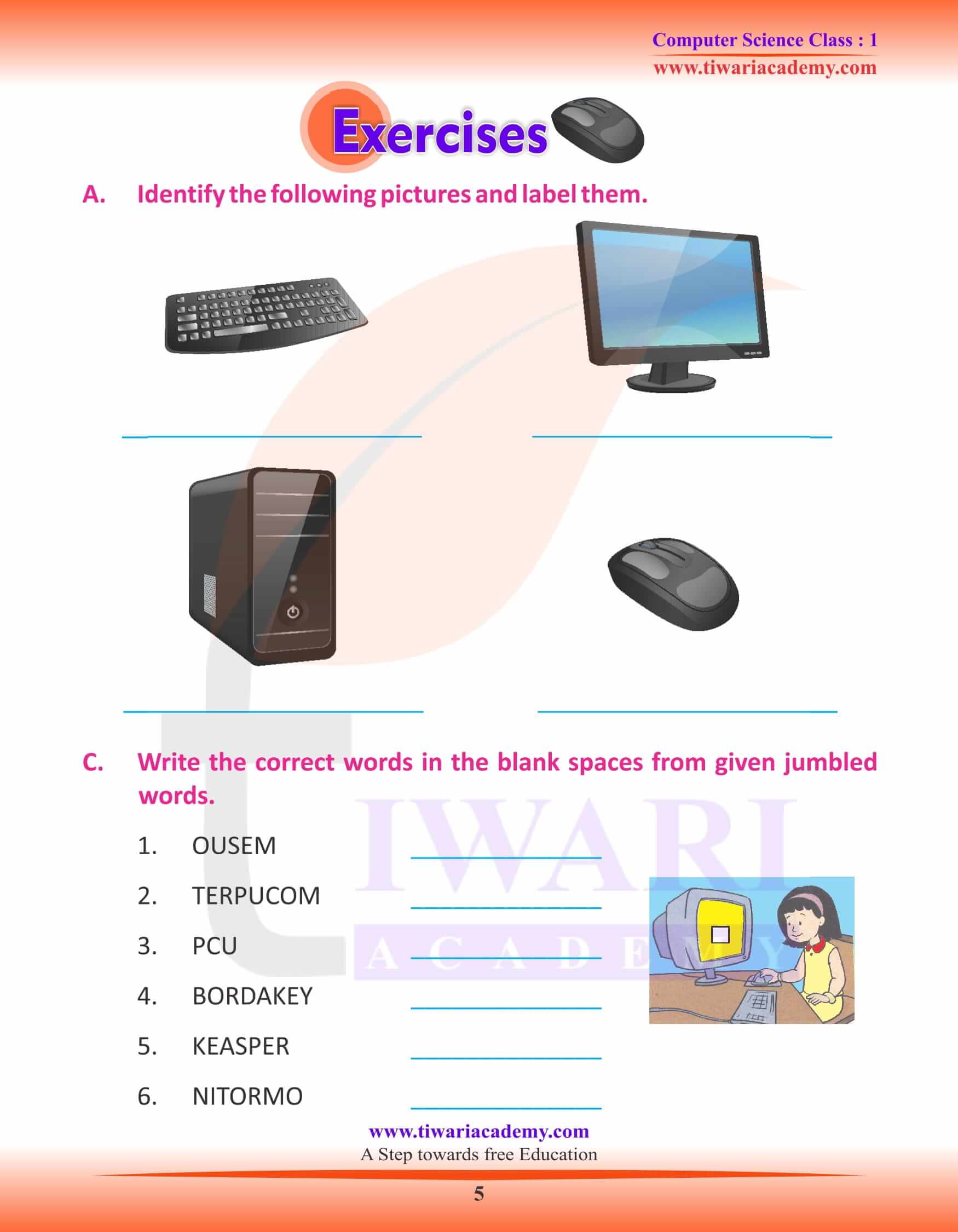 NCERT Solutions for Class 1 Computer Chapter 2 Question Answers