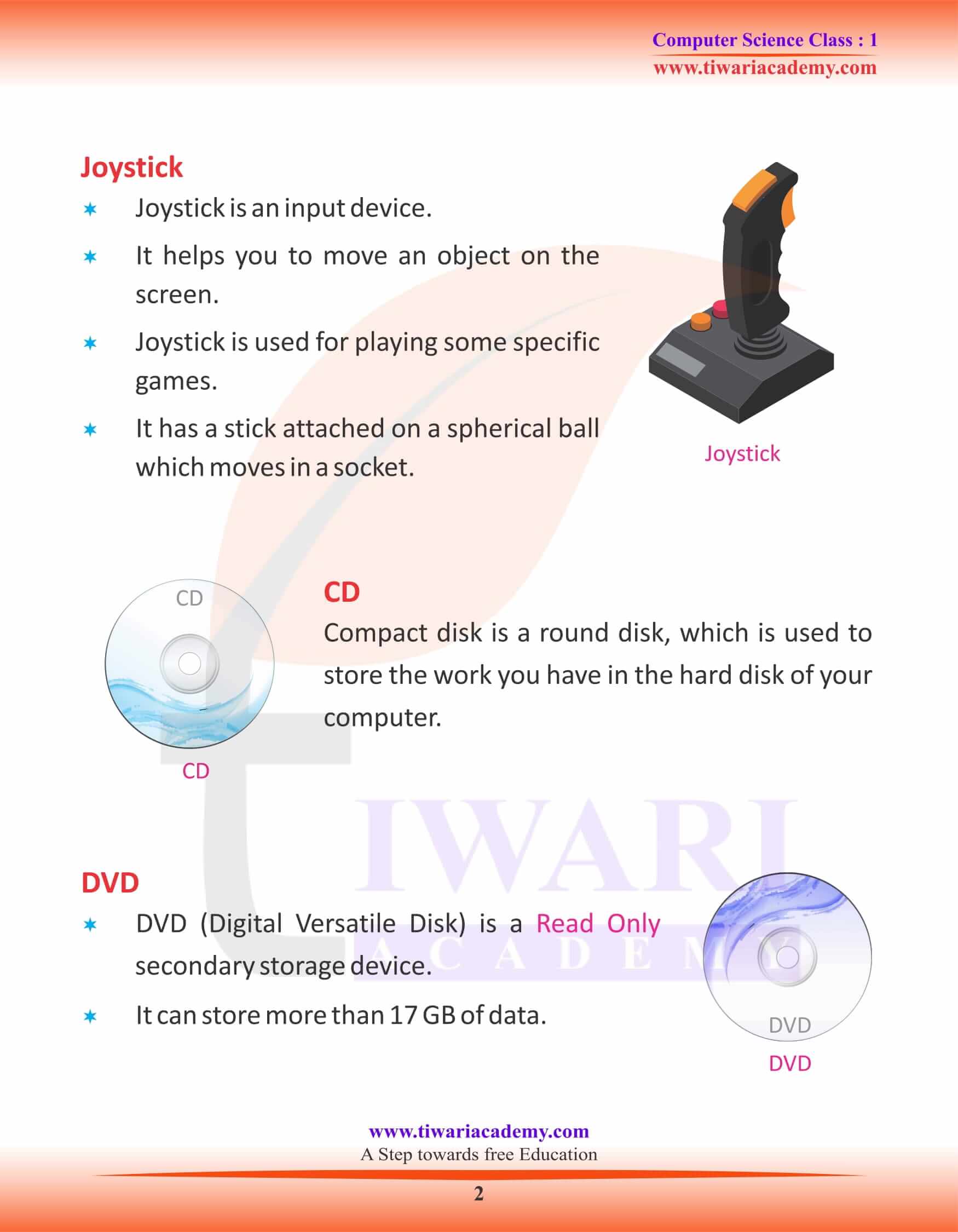 NCERT Solutions for Class 1 Computer Chapter 3 Activities