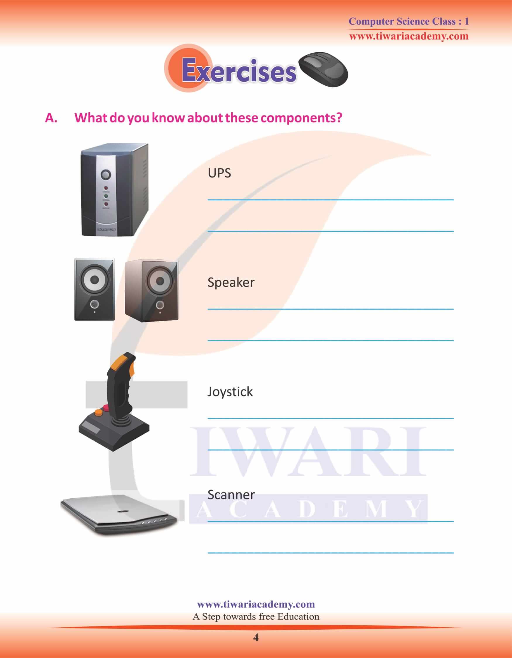 NCERT Solutions for Class 1 Computer Chapter 3 Workbook