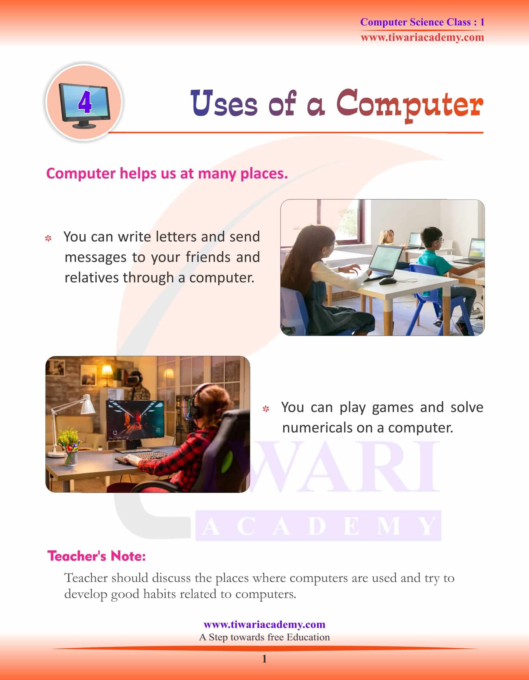 NCERT Solutions for Class 1 Computer Chapter 4