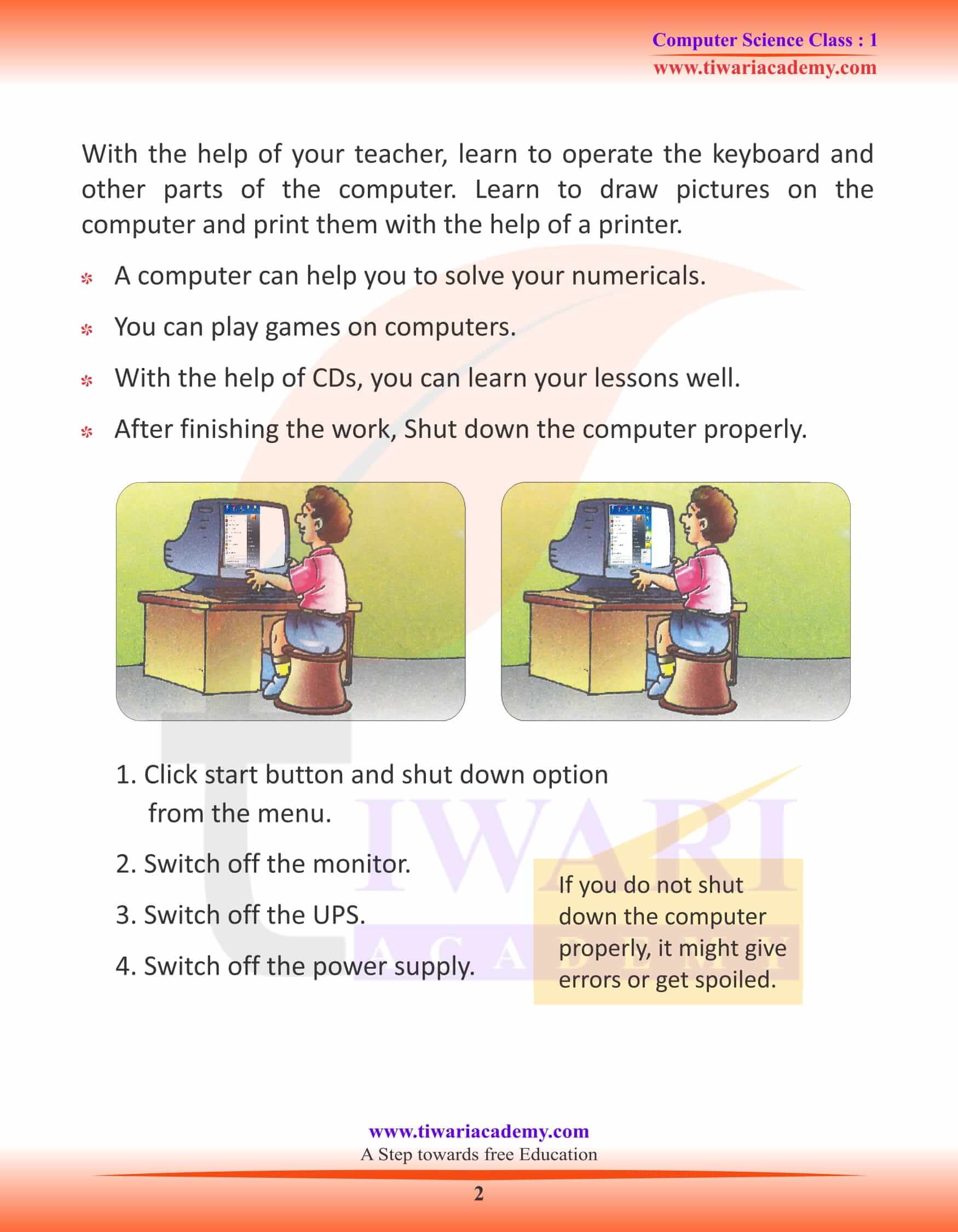 NCERT Solutions for Class 1 Computer Chapter 5 Assignments