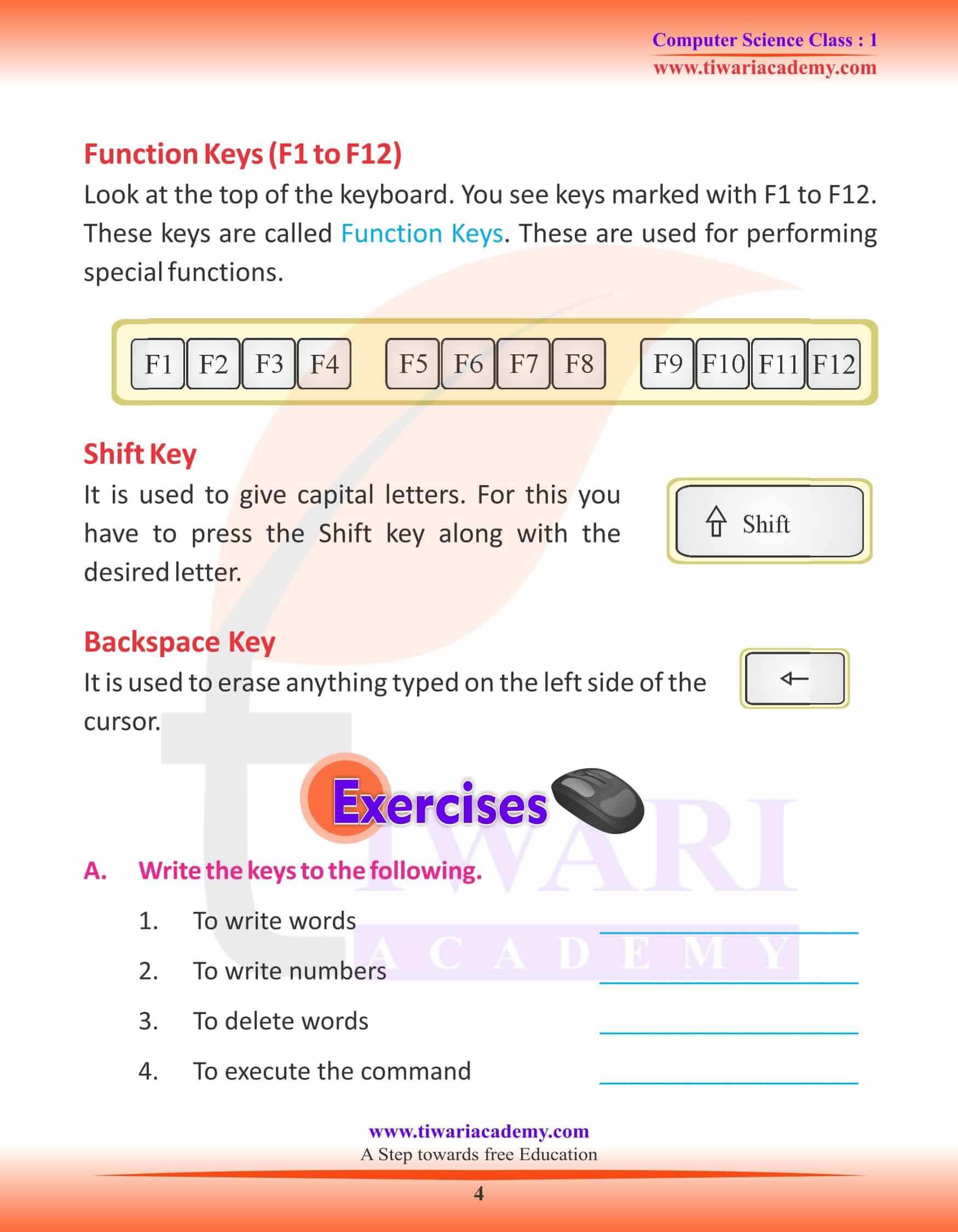 NCERT Solutions for Class 1 Computer Chapter 6 Assignments