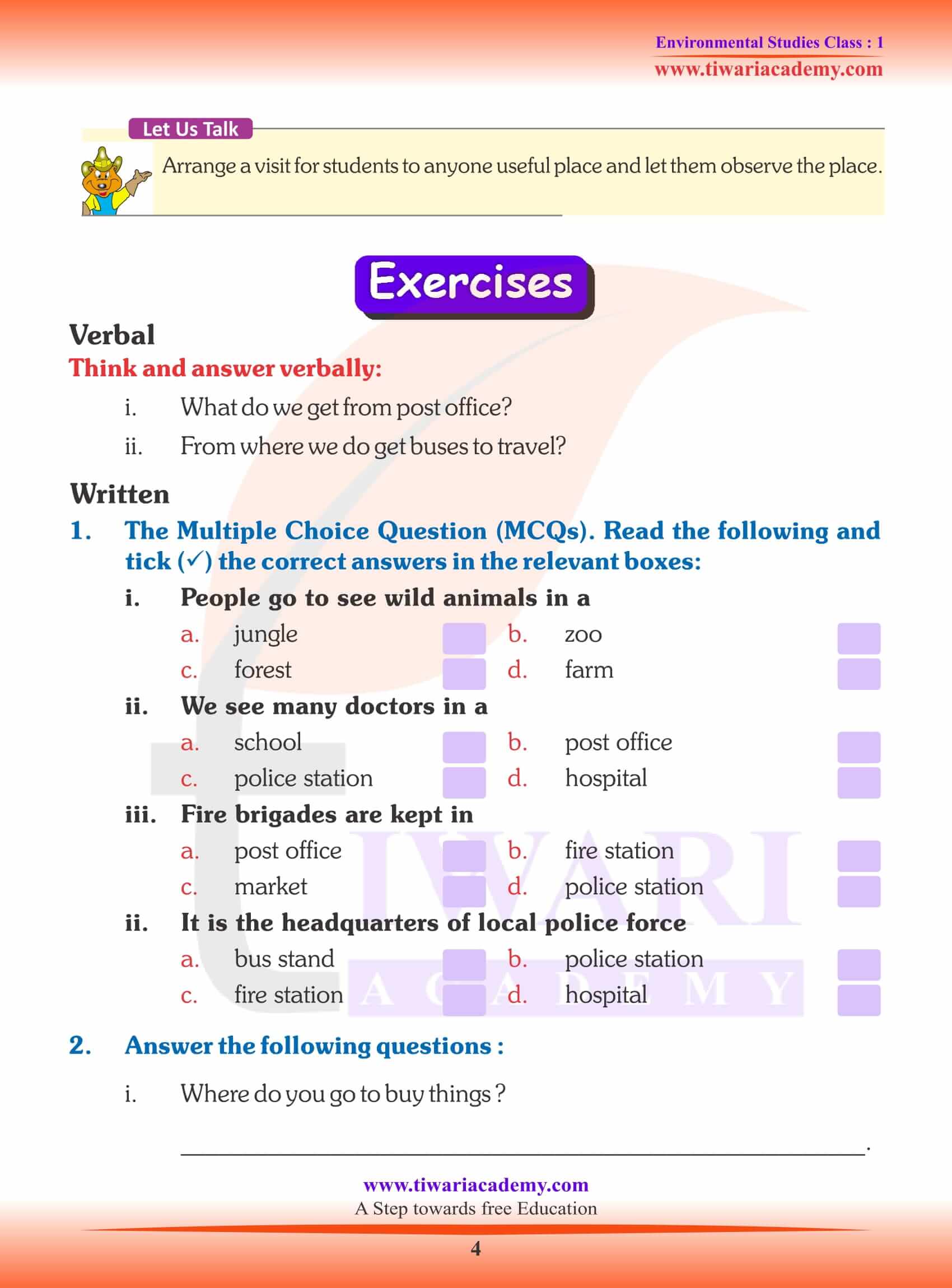 NCERT Solutions for Class 1 EVS Chapter 13 Question Answers