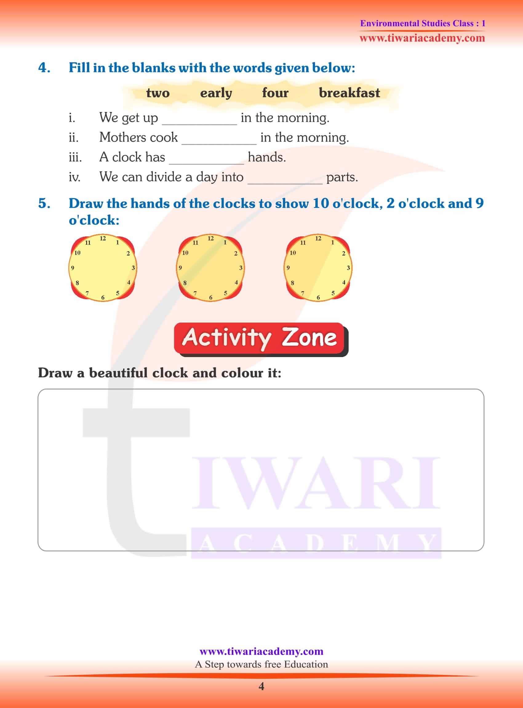 NCERT Solutions for Class 1 EVS Chapter 14 Assignments