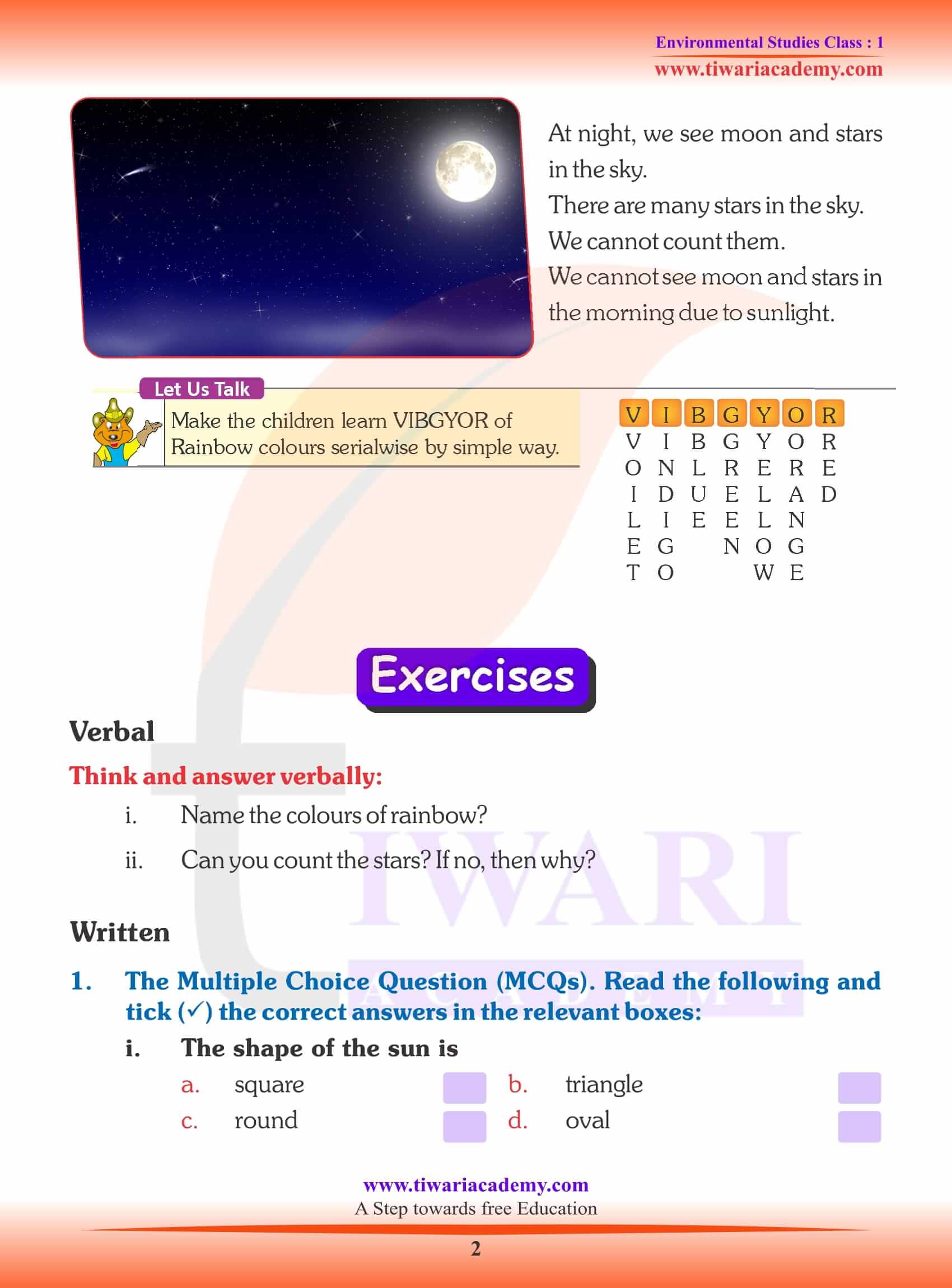 NCERT Solutions for Class 1 EVS Chapter 16 Exercises