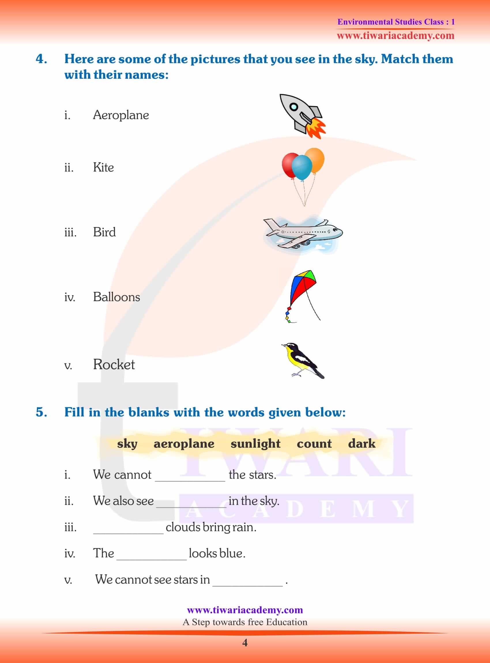 NCERT Solutions for Class 1 EVS Chapter 16 assignments