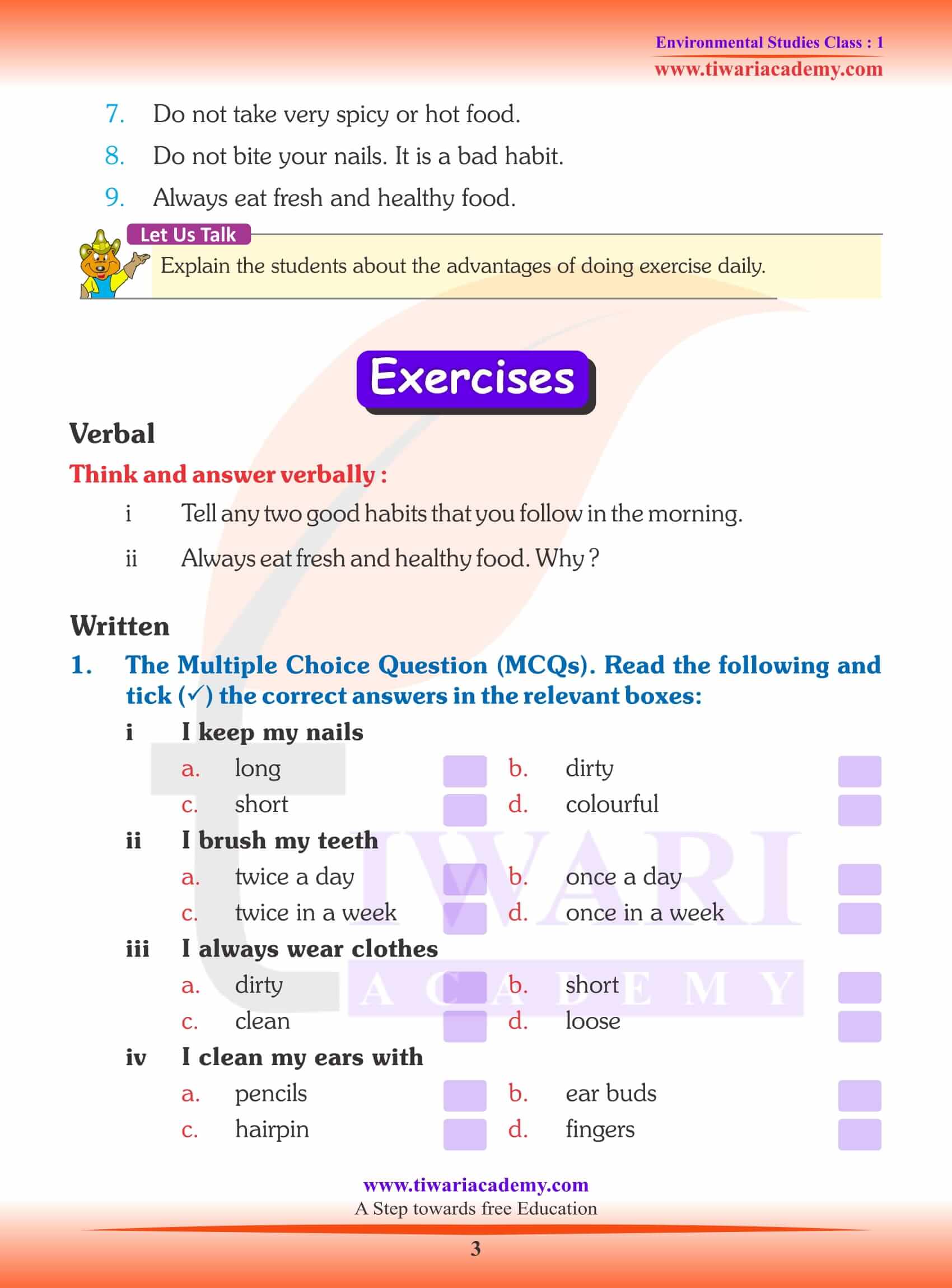 NCERT Solutions for Class 1 EVS Chapter 2 Answers