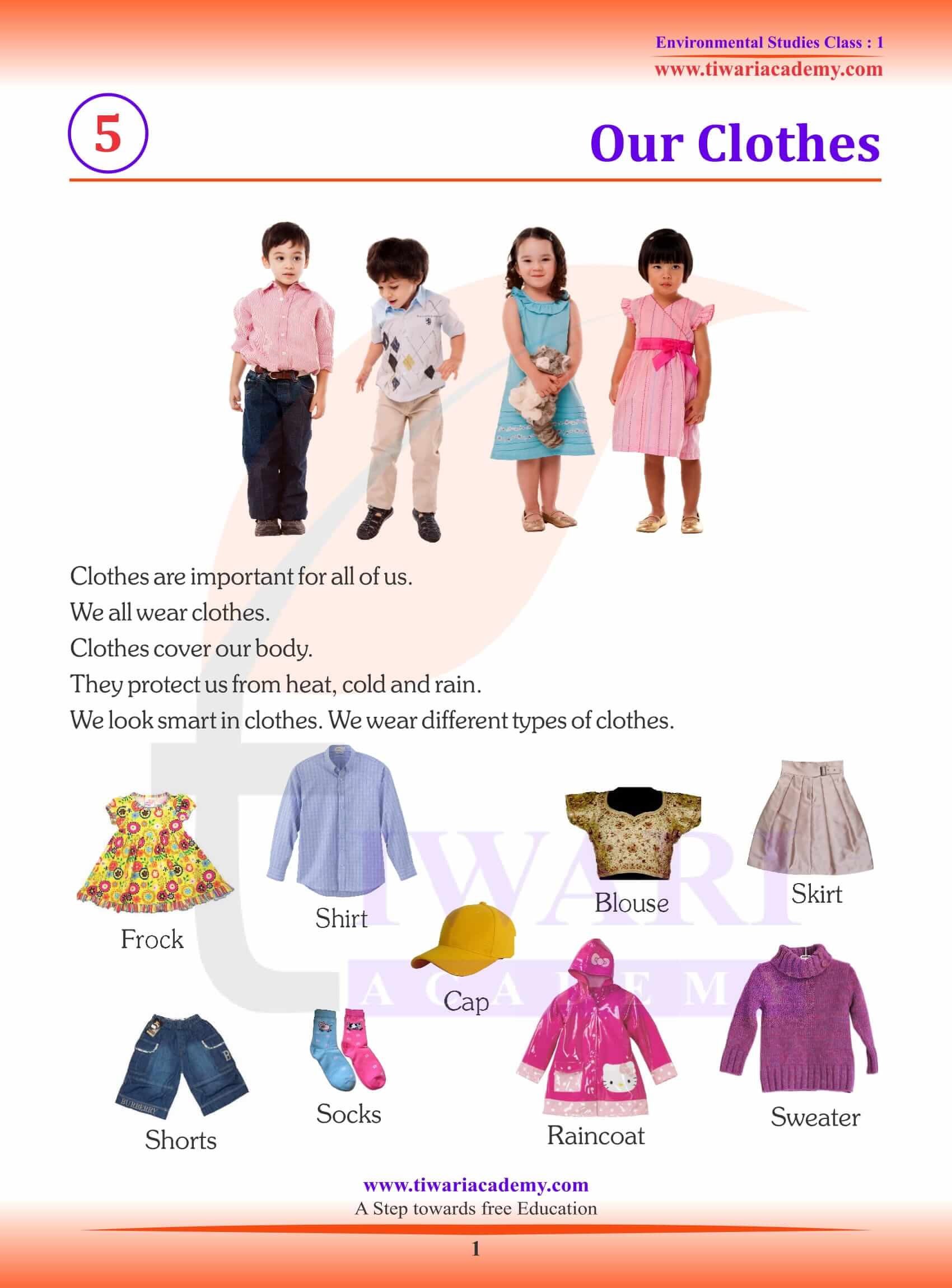 essay on clothes for class 1