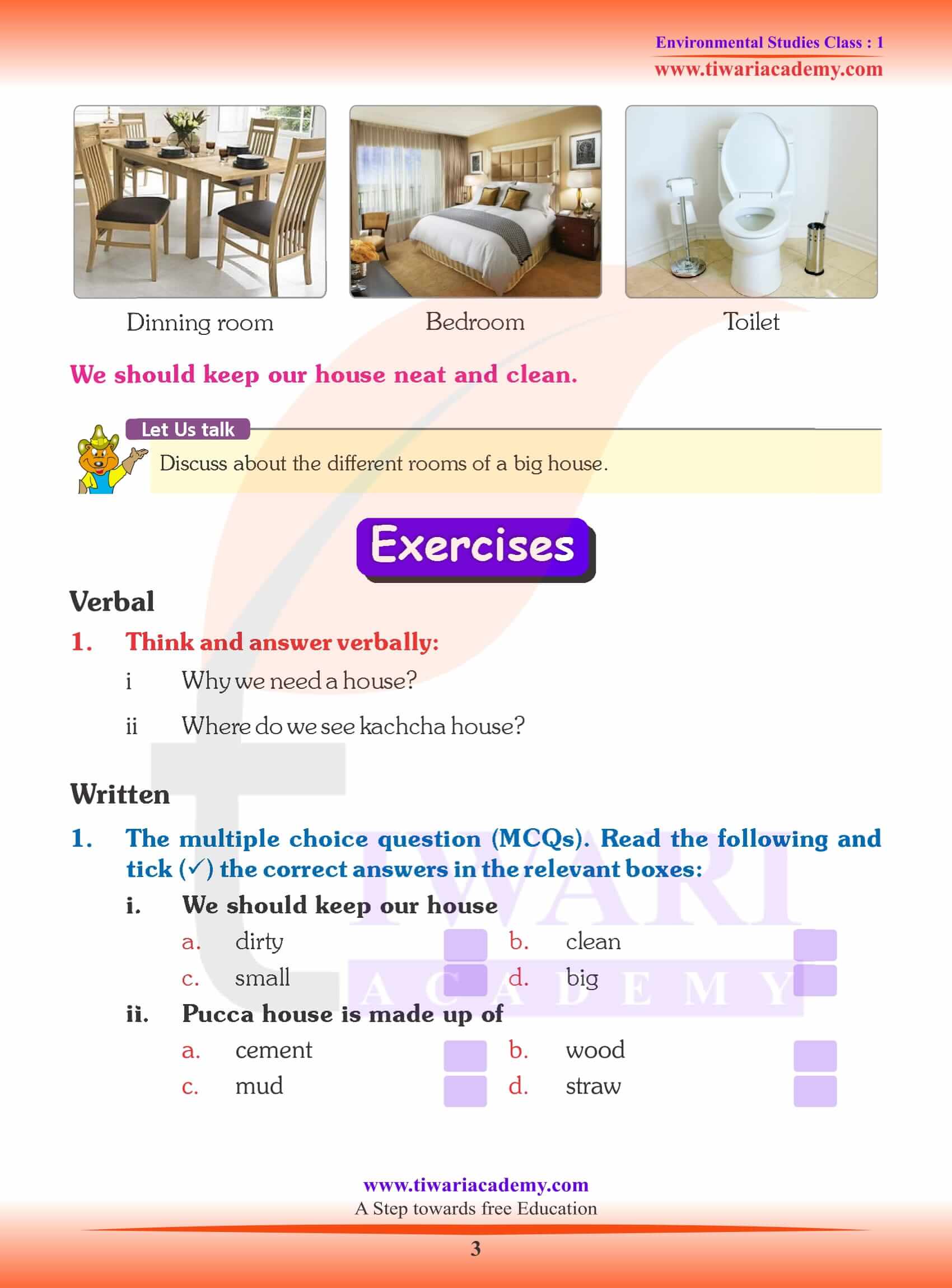 NCERT Solutions for Class 1 EVS Chapter 6 Exercises