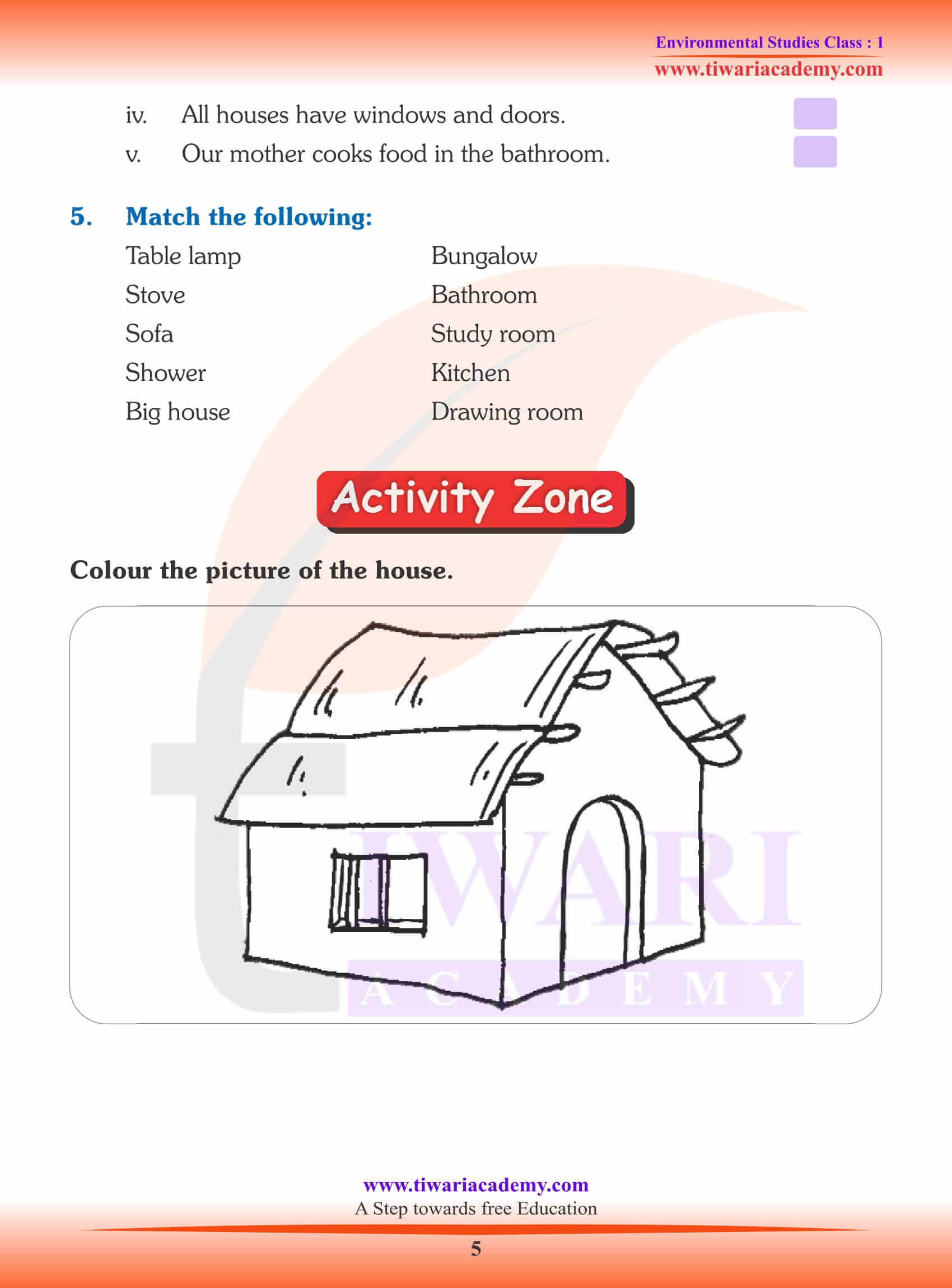 NCERT Solutions for Class 1 EVS Chapter 6 Assignments