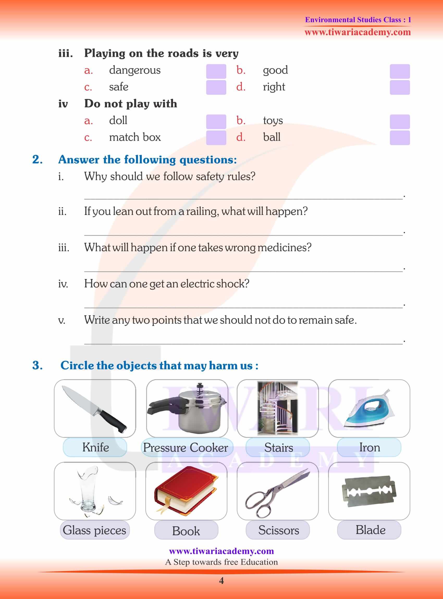 NCERT Solutions for Class 1 EVS Chapter 9 assignments