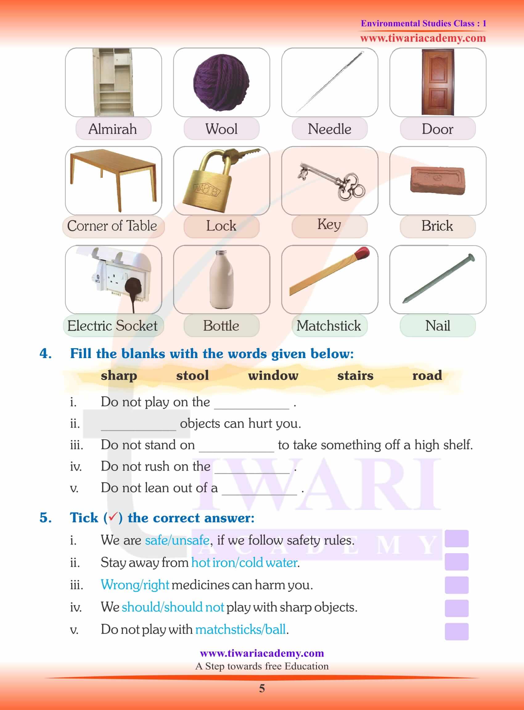 NCERT Solutions for Class 1 EVS Chapter 9 Worksheets