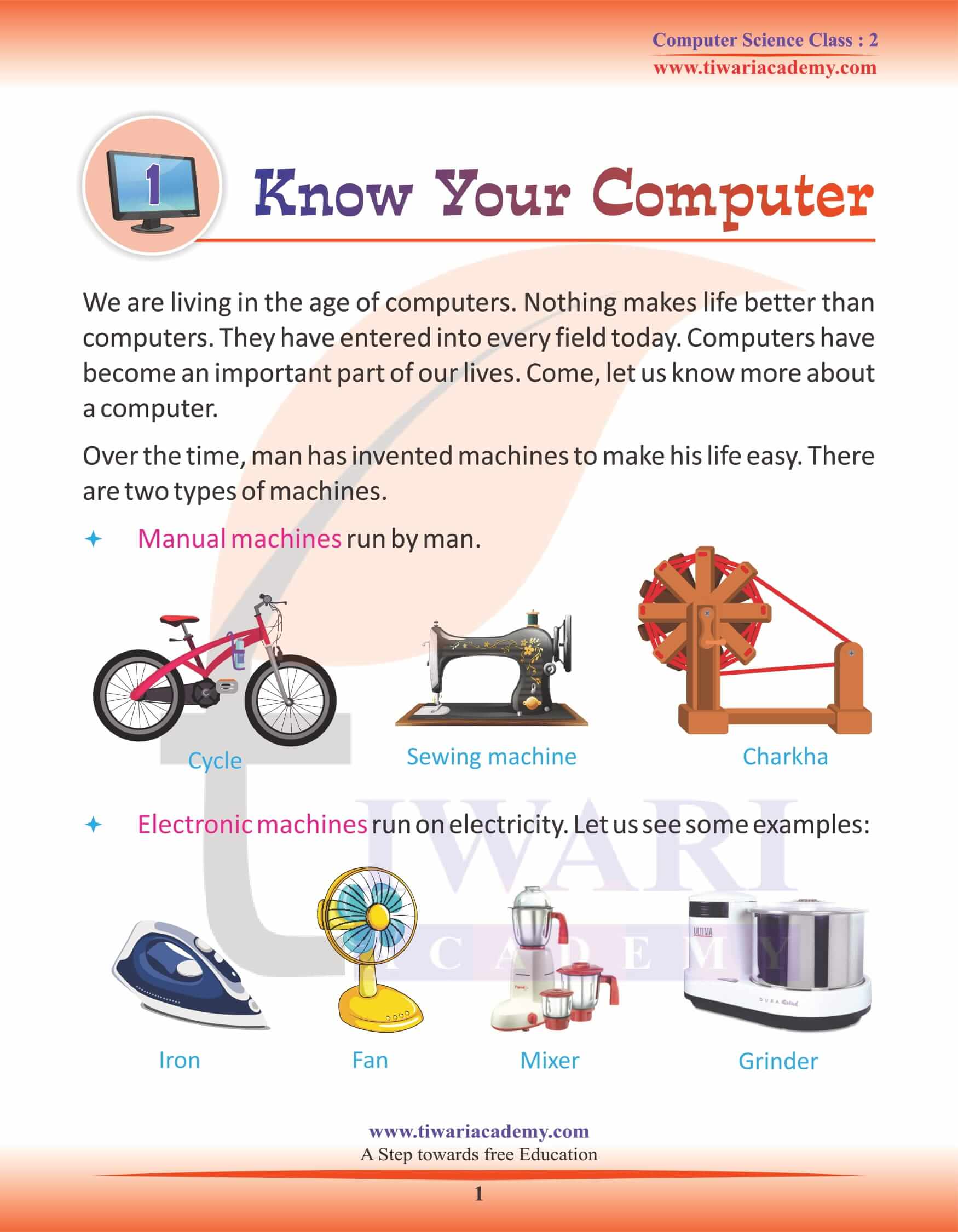 NCERT Solutions for Class 2 Computer Science 1