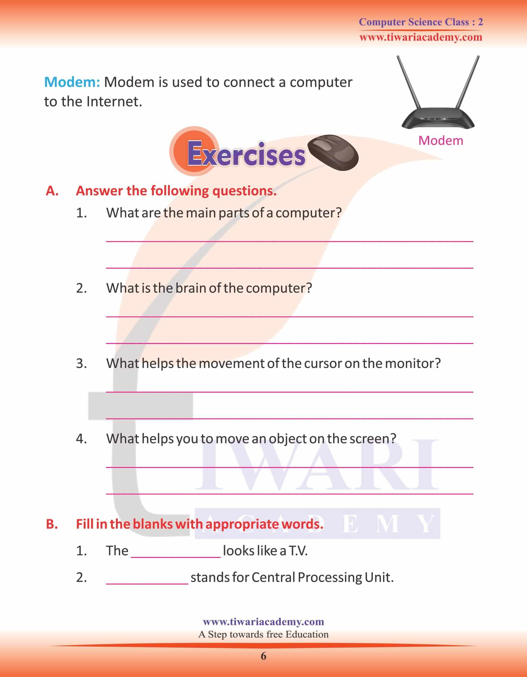 NCERT Solutions for Class 2 Computer Science 2 Question Answers