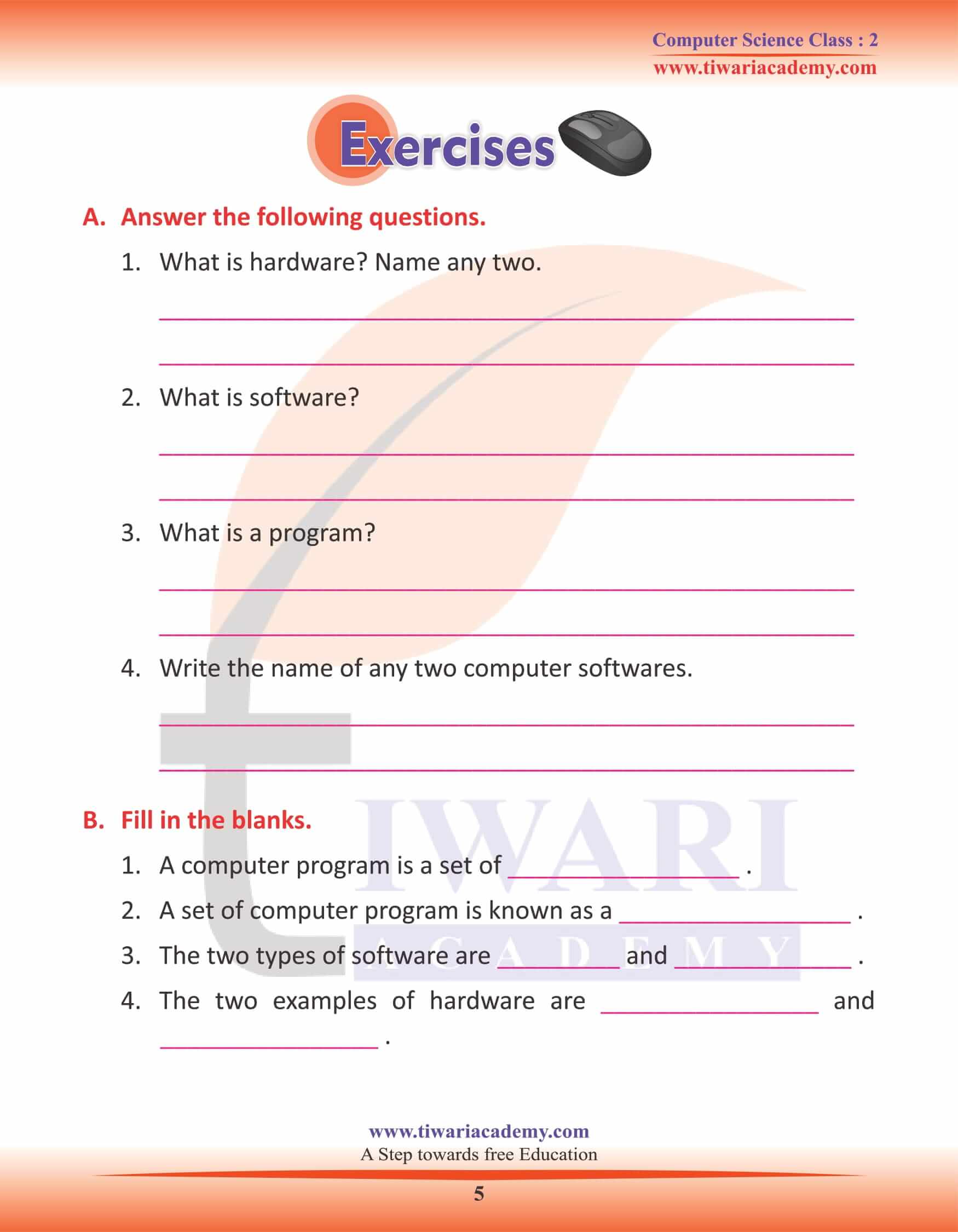 NCERT Solutions for Class 2 Computer Science 3 Question Answers