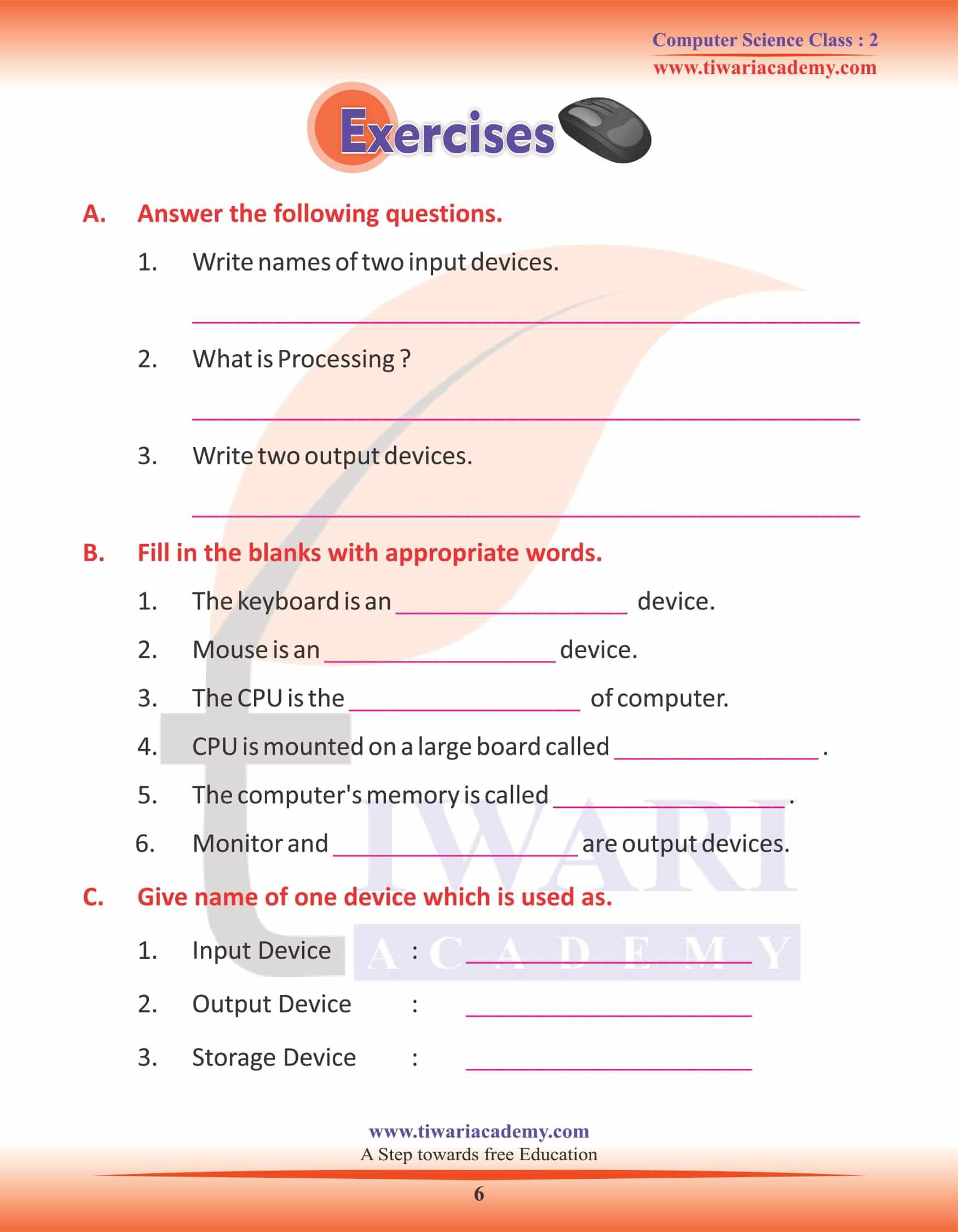 NCERT Solutions for Class 2 Computer Science 4 Worksheets