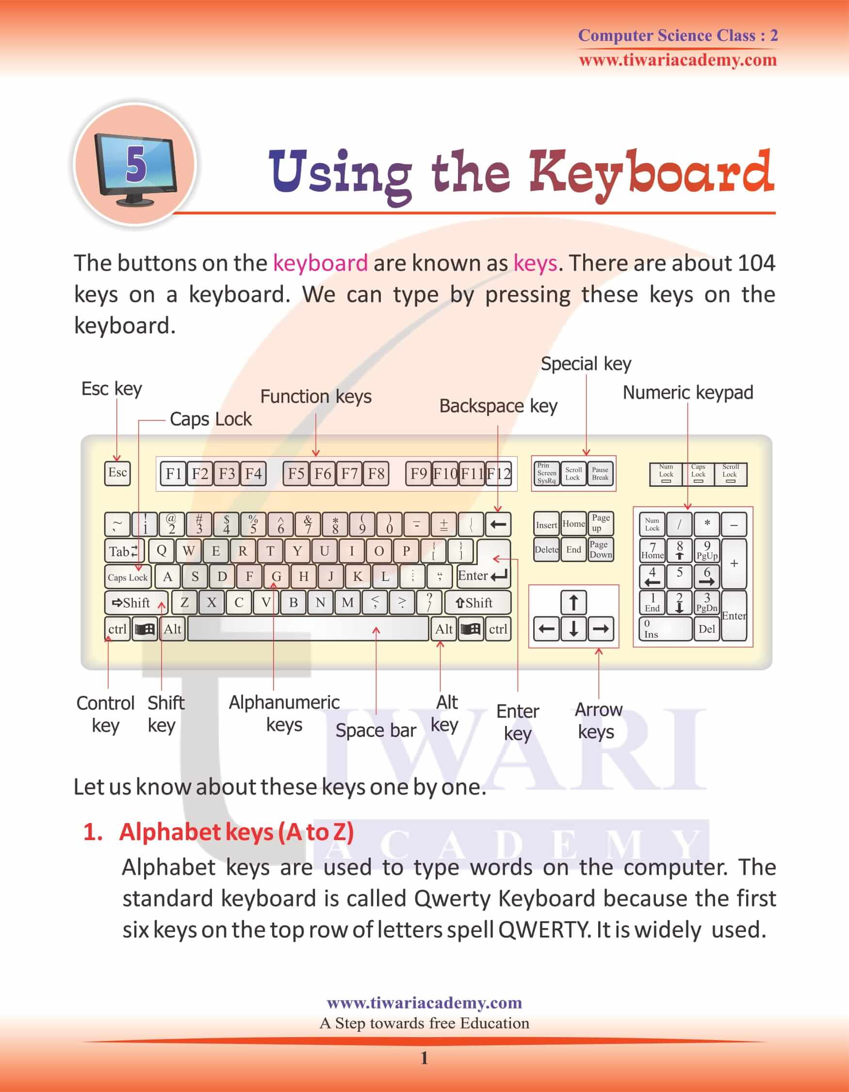 NCERT Solutions for Class 2 Computer Chapter 5 Book