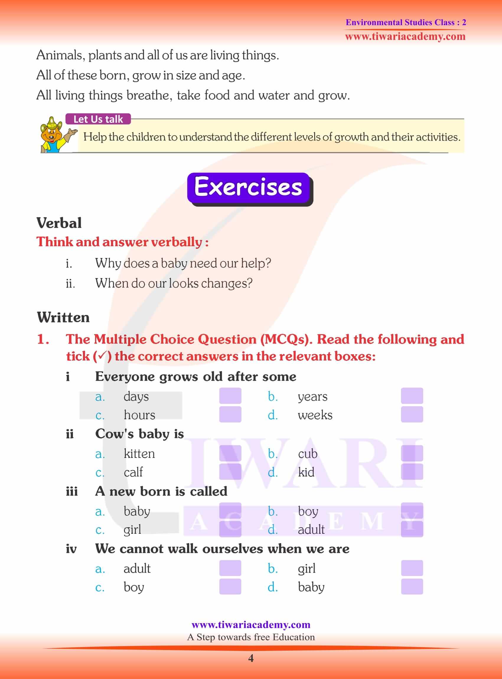NCERT Solutions for Class 2 EVS Chapter 1 Question Answers