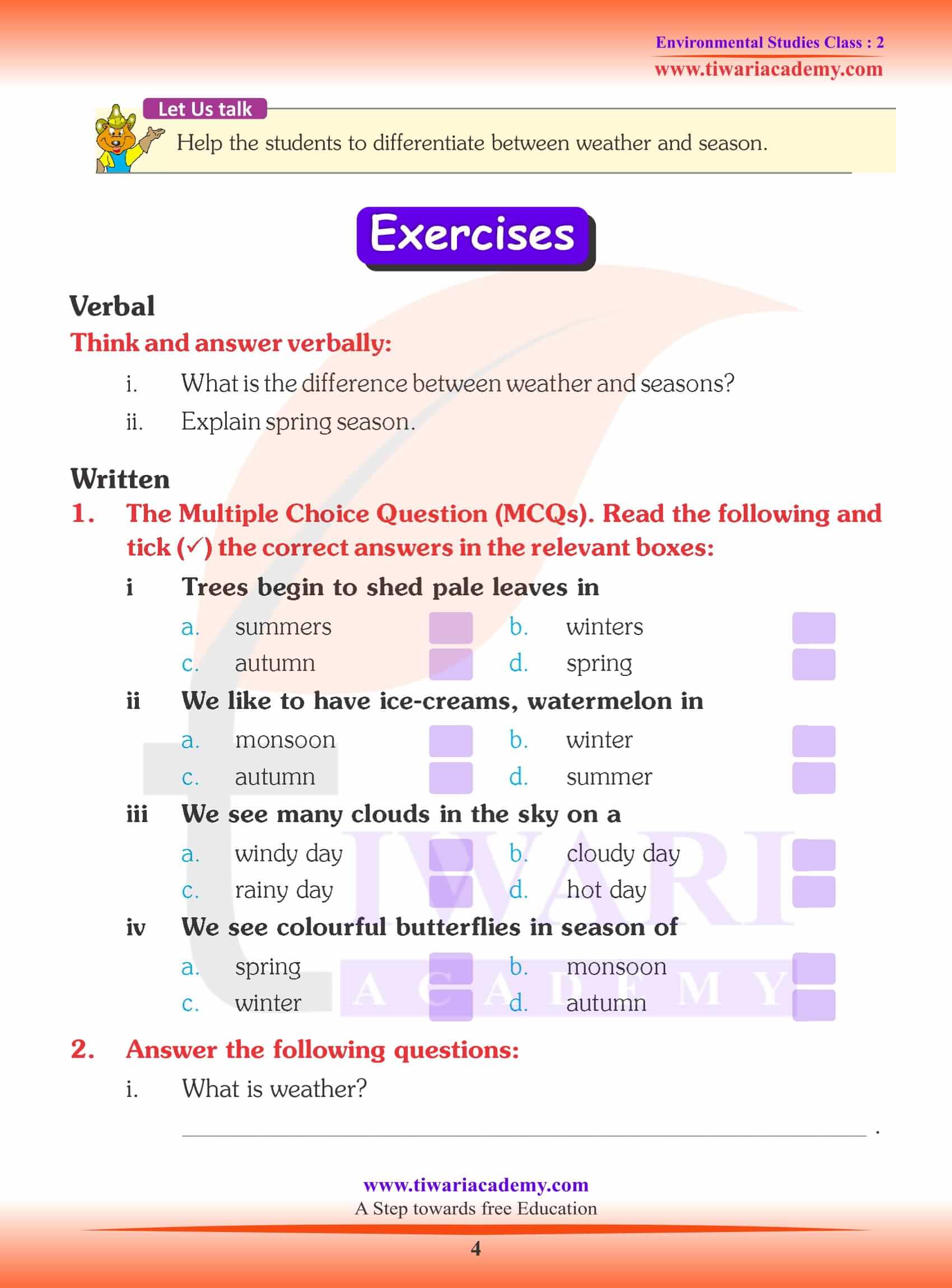 NCERT Solutions for Class 2 EVS Chapter 12 Worksheets