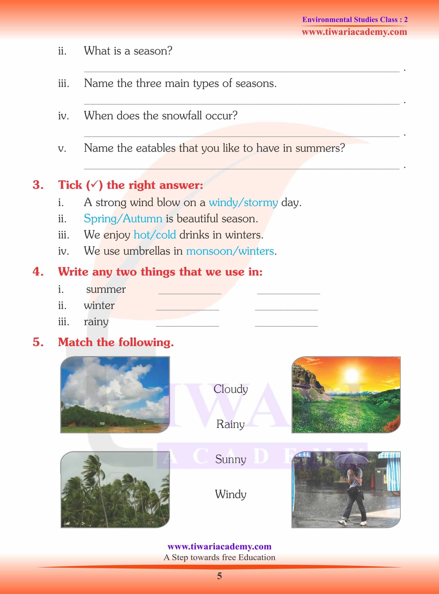 NCERT Solutions for Class 2 EVS Chapter 12 Assignments