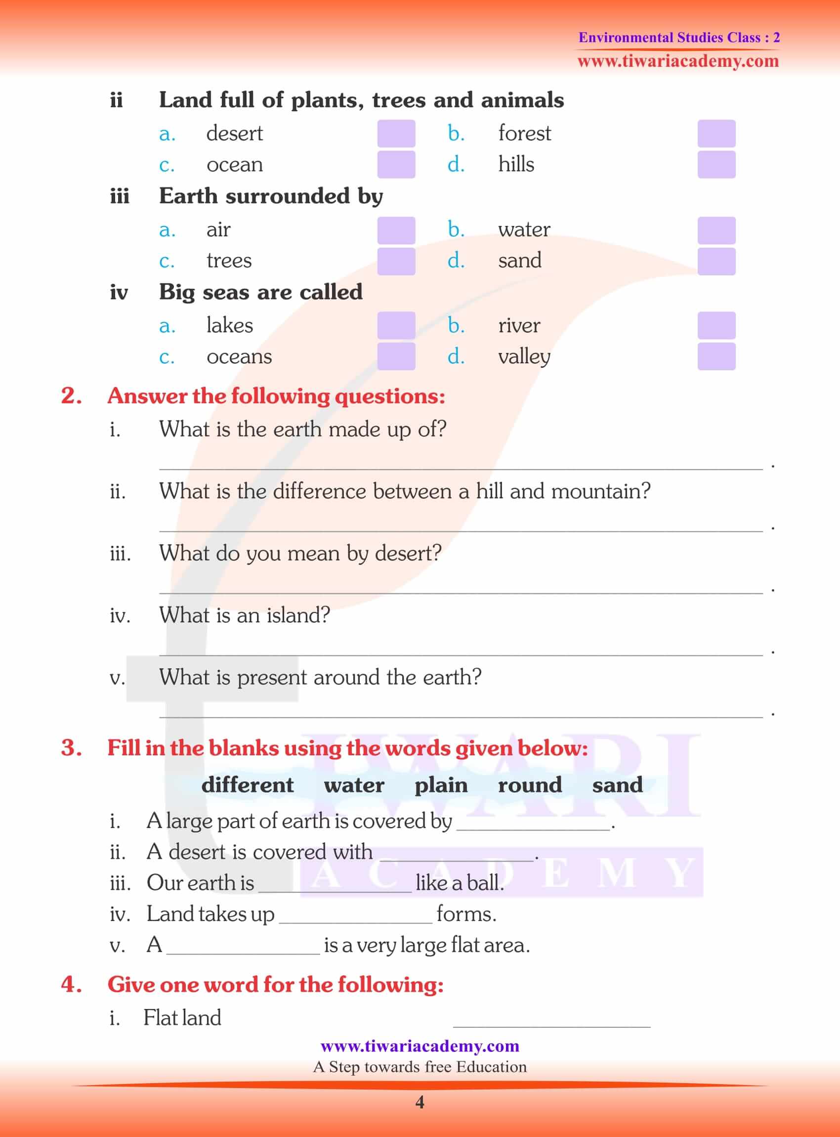 NCERT Solutions for Class 2 EVS Chapter 14 Worksheets