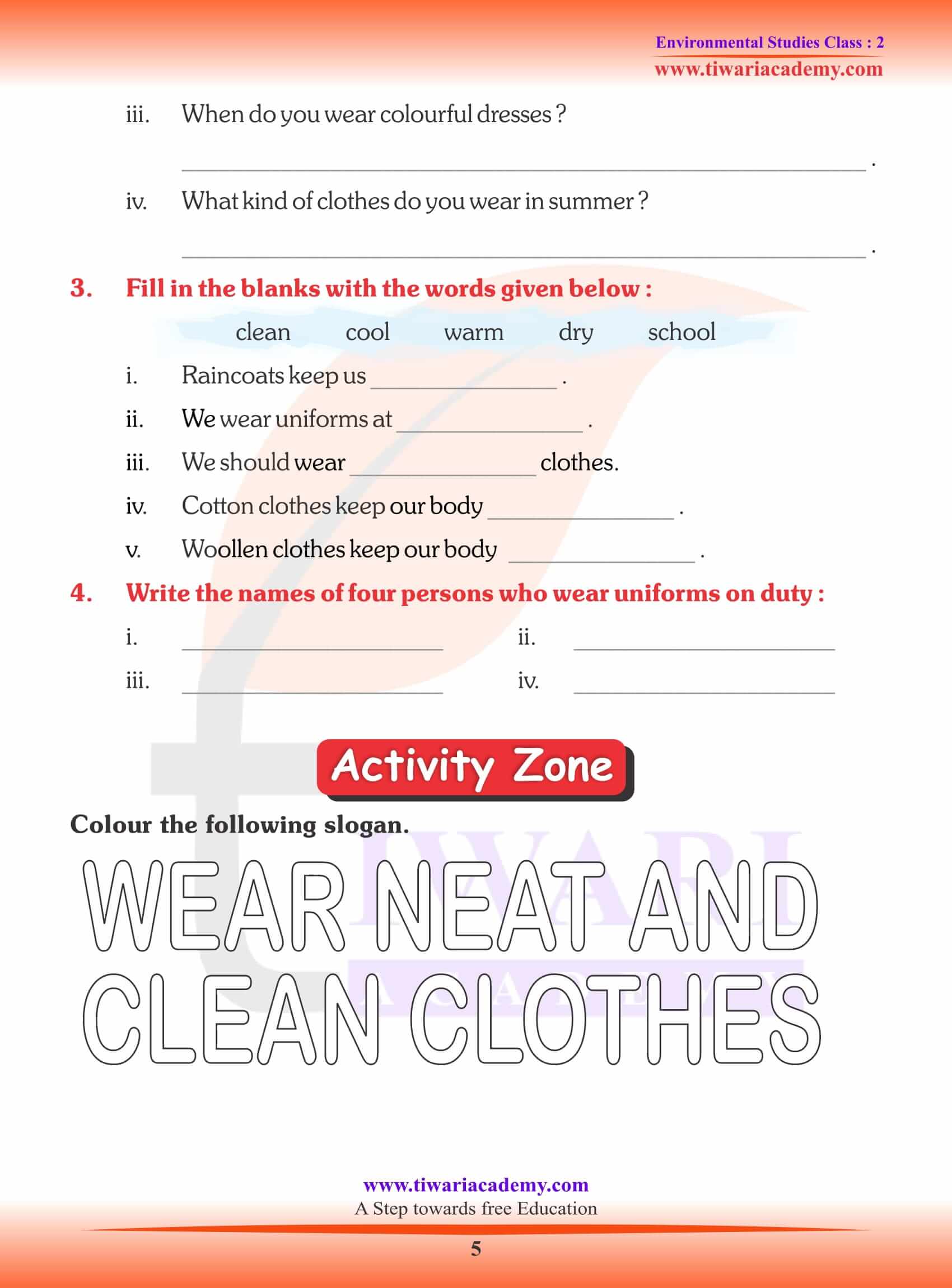 NCERT Solutions for Class 2 EVS Chapter 4 Question Answers