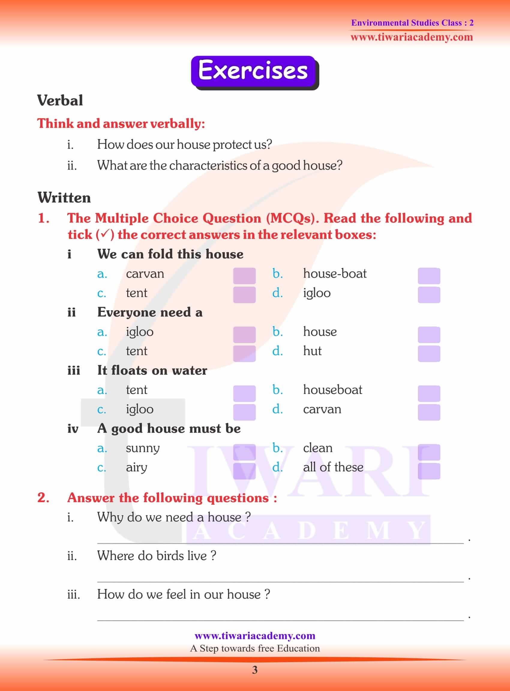 NCERT Solutions for Class 2 EVS Chapter 5 Worksheets