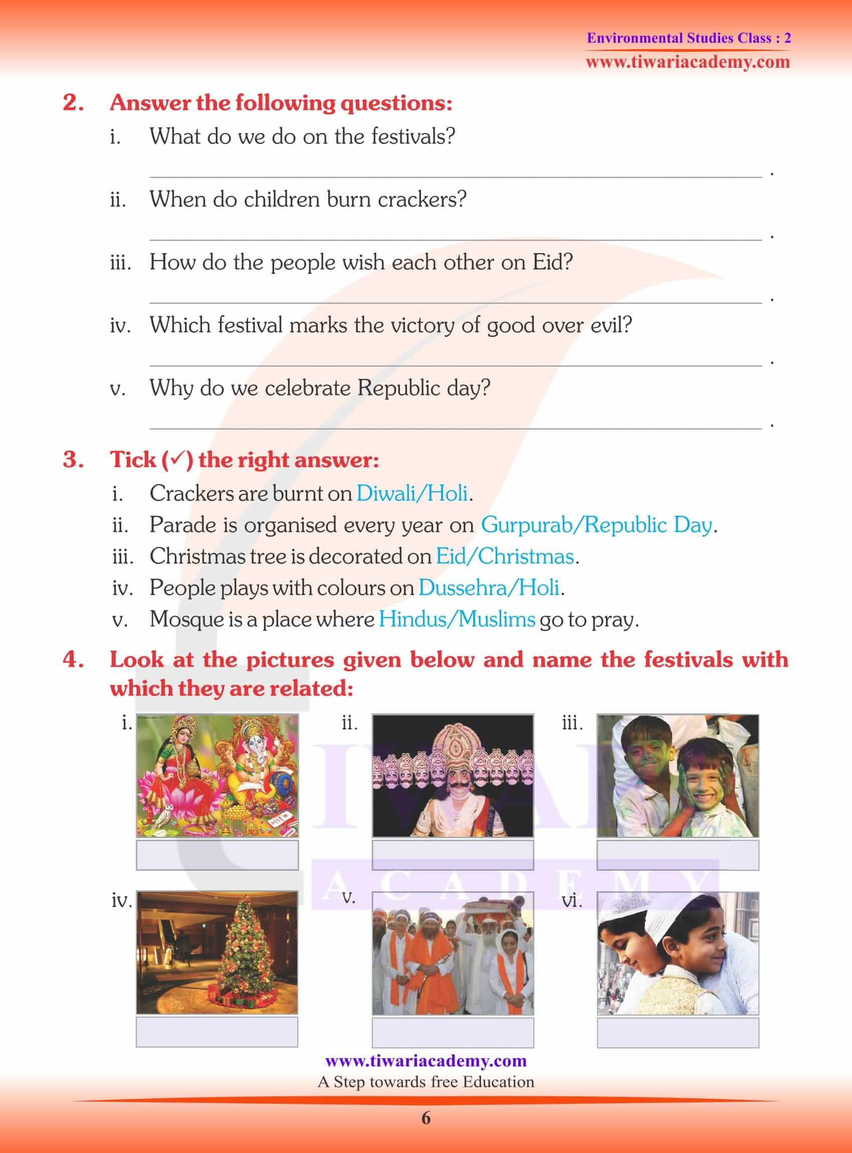 NCERT Solutions for Class 2 EVS Chapter 8 Assignments