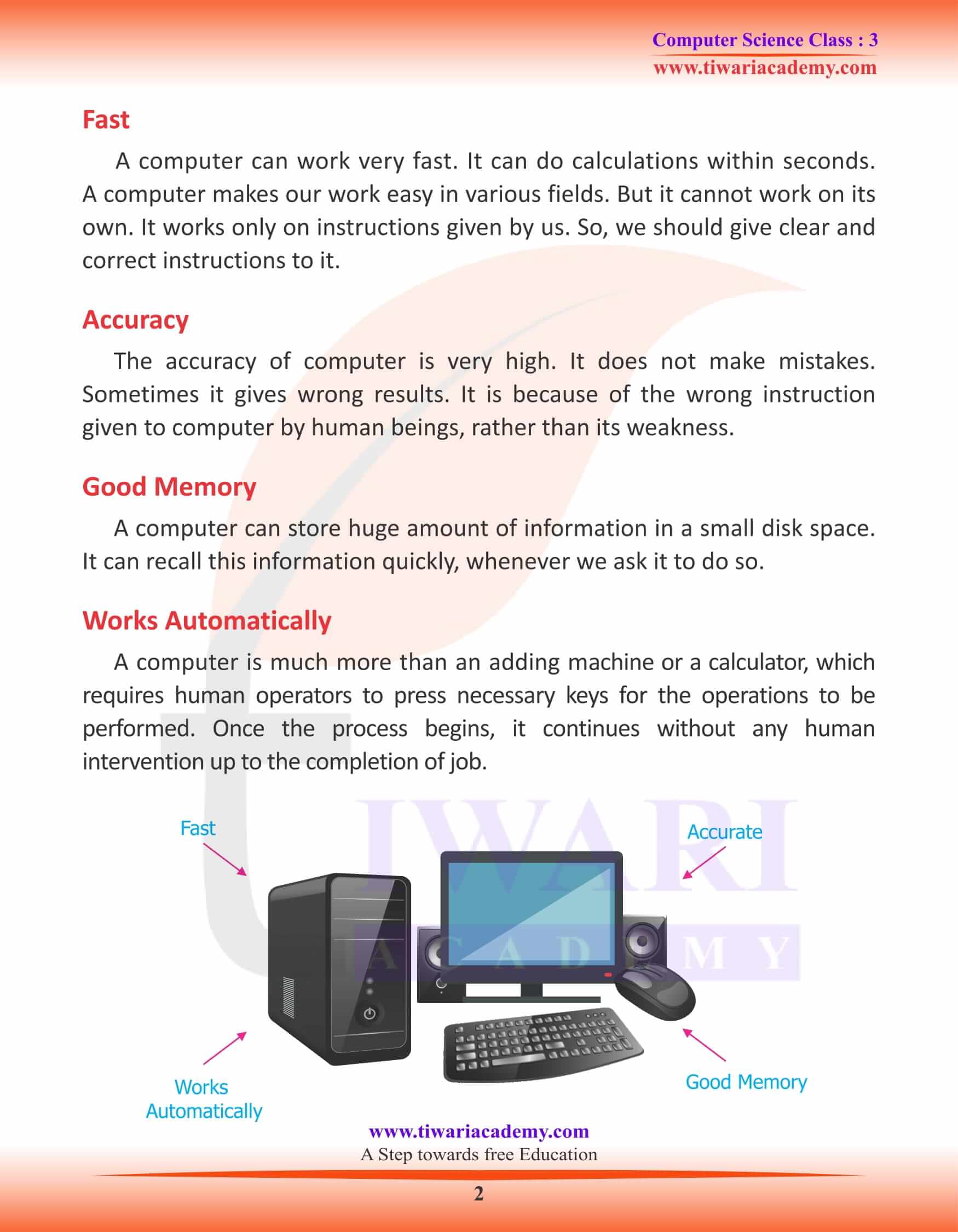 NCERT Solutions for Class 3 Computer Science Chapter 1 Computer