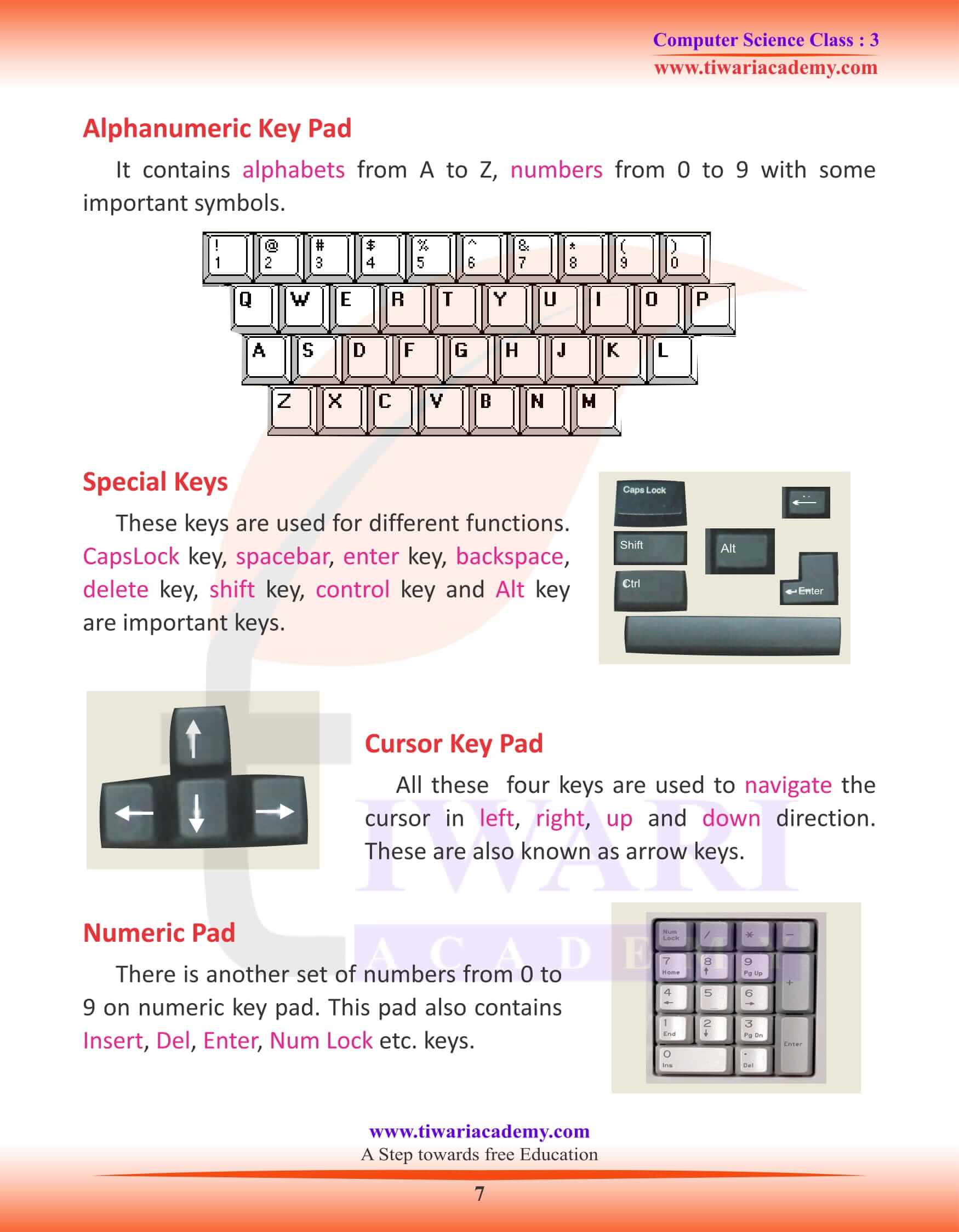 NCERT Solutions for Class 3 Computer Science Chapter 1 notes