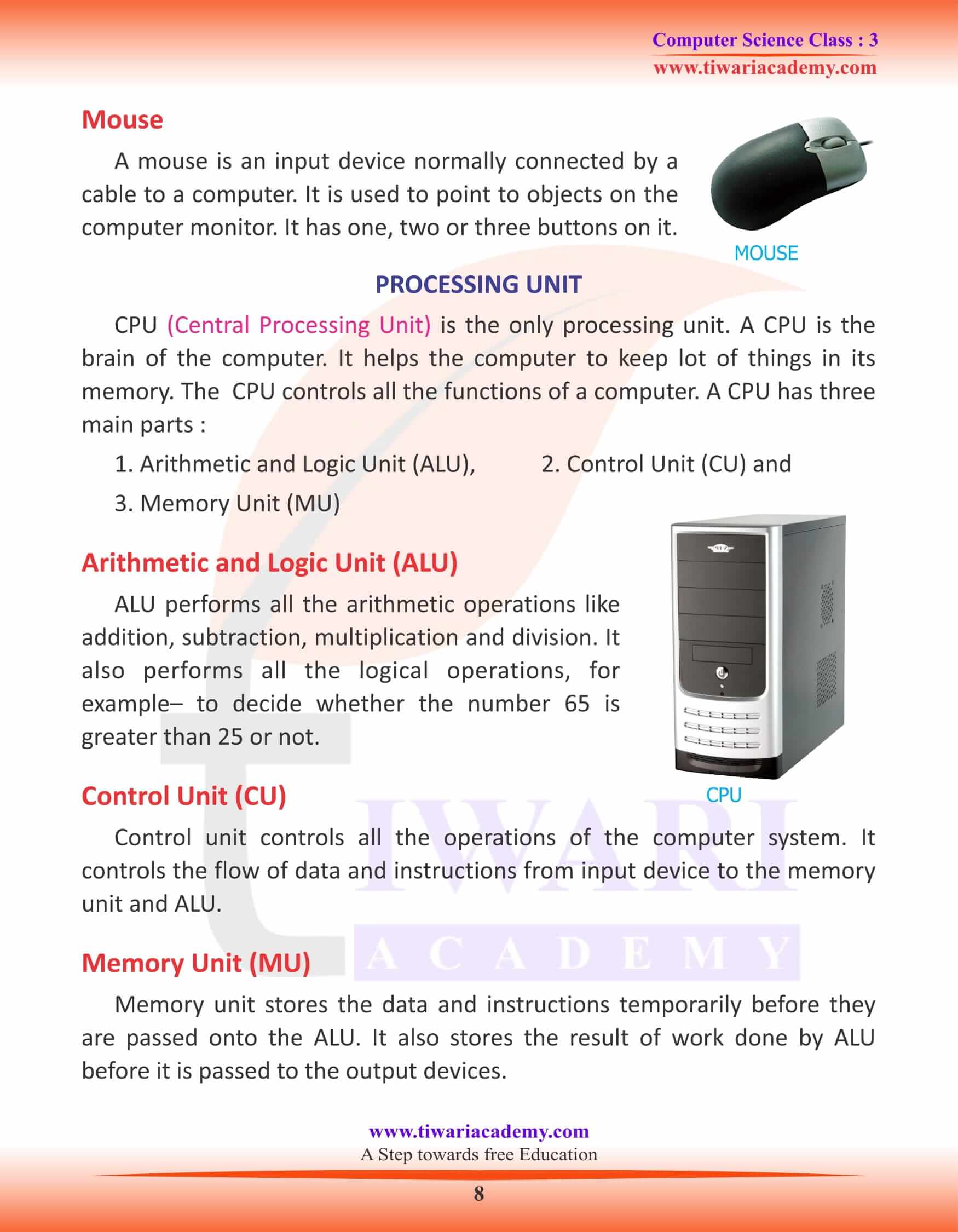 NCERT Solutions for Class 3 Computer Science Chapter 1 practice