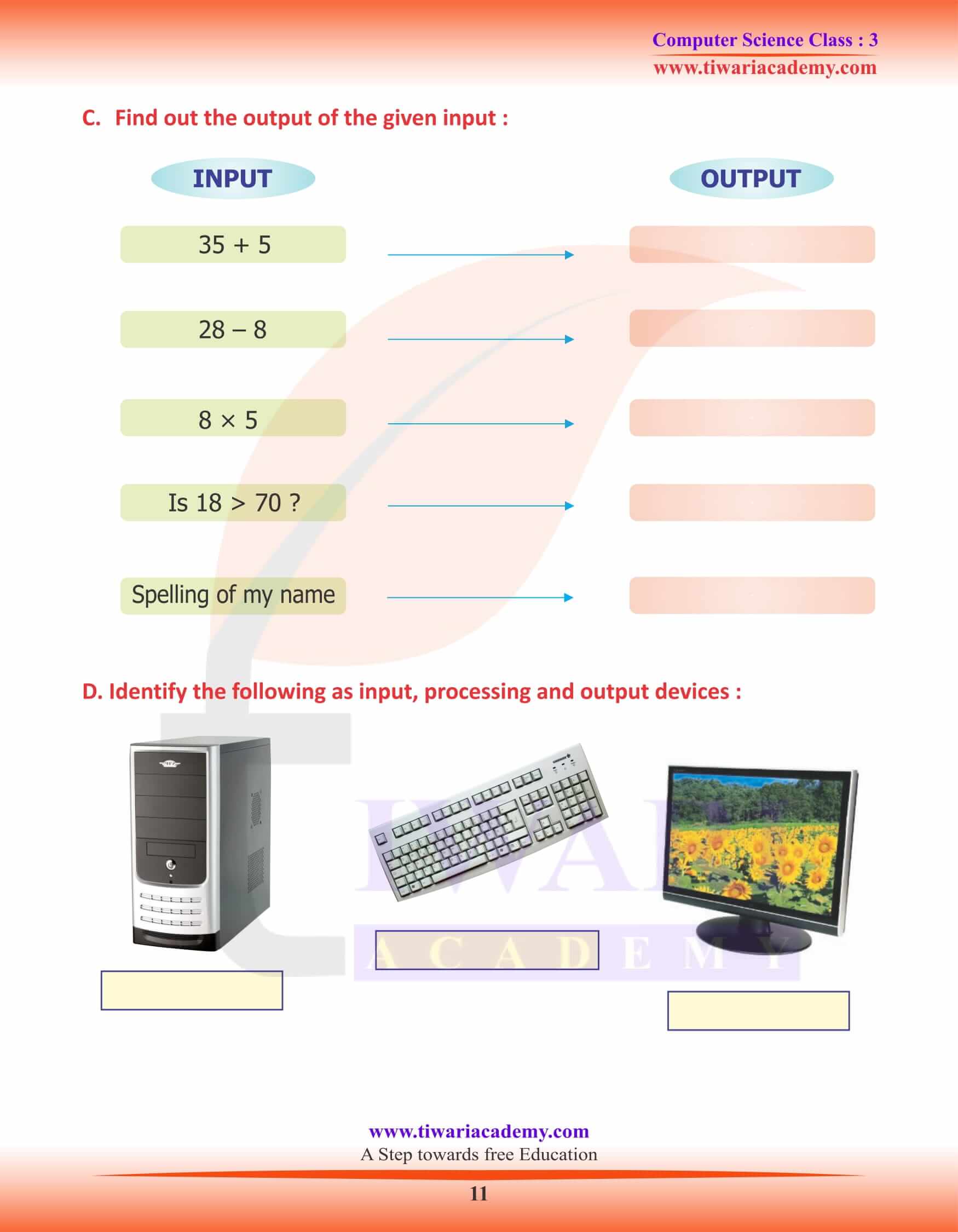 Class 3 Computer Science Chapter 1 Question Answers