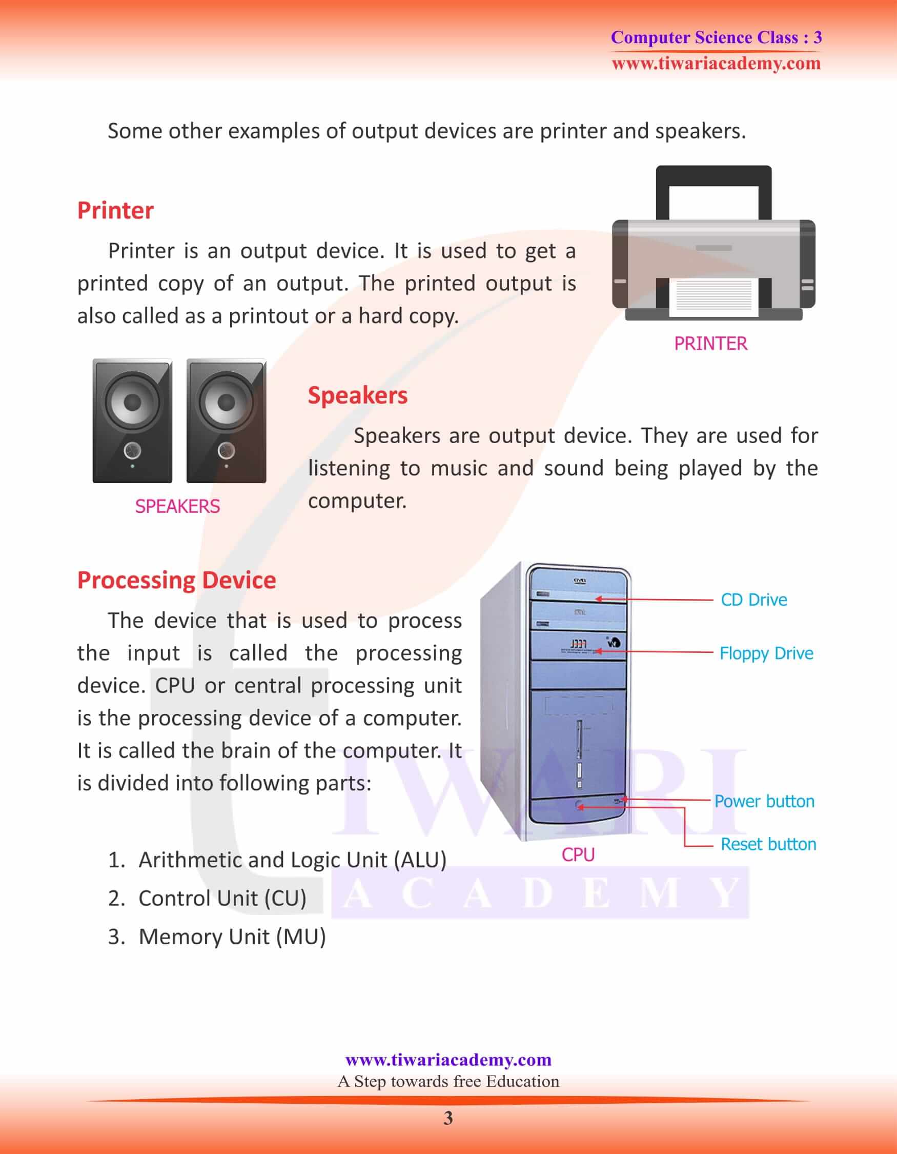 Class 3 Computer Science Chapter 2 Hardware and Software
