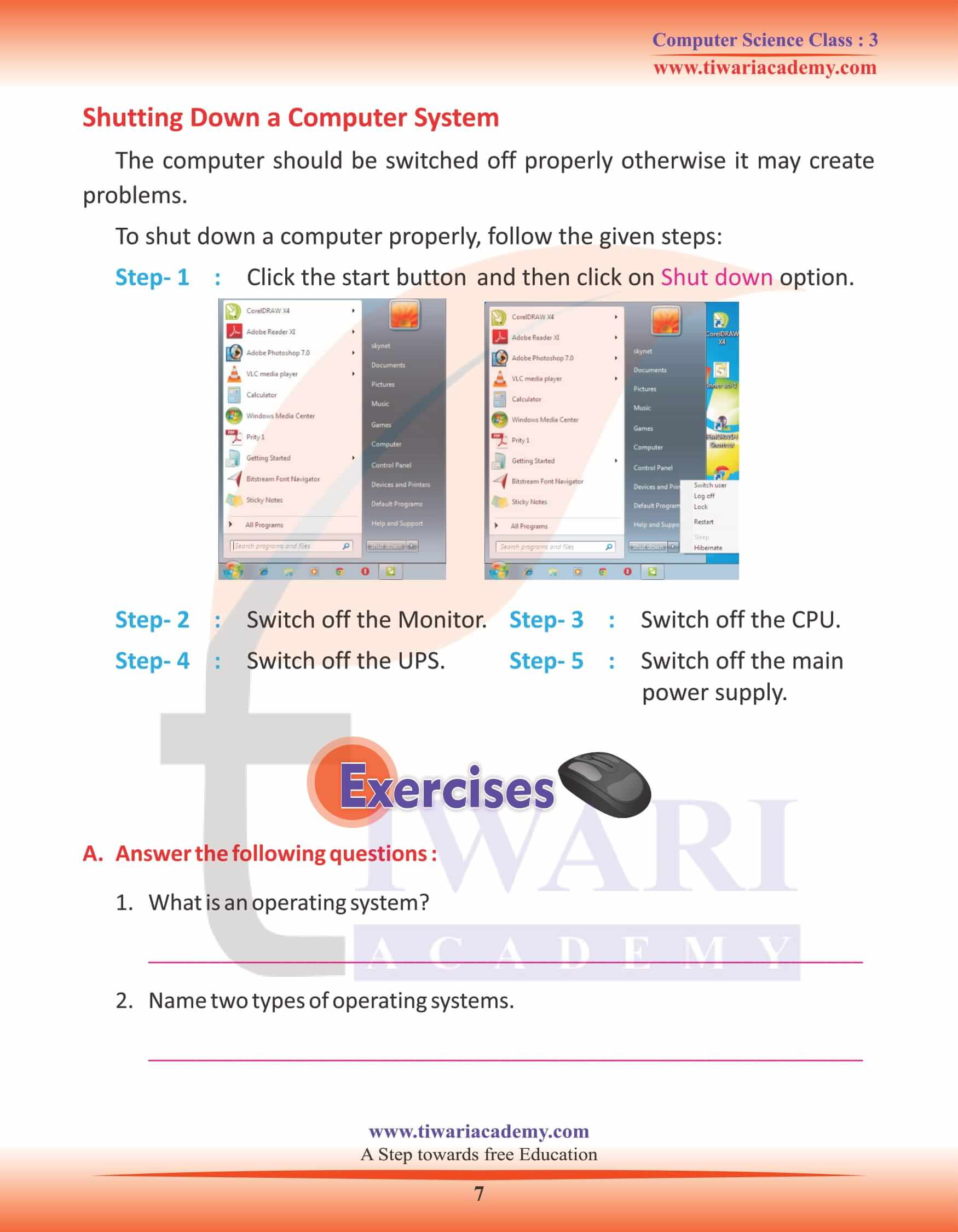 NCERT Solutions for Class 3 Computer Science Chapter 4 Worksheets