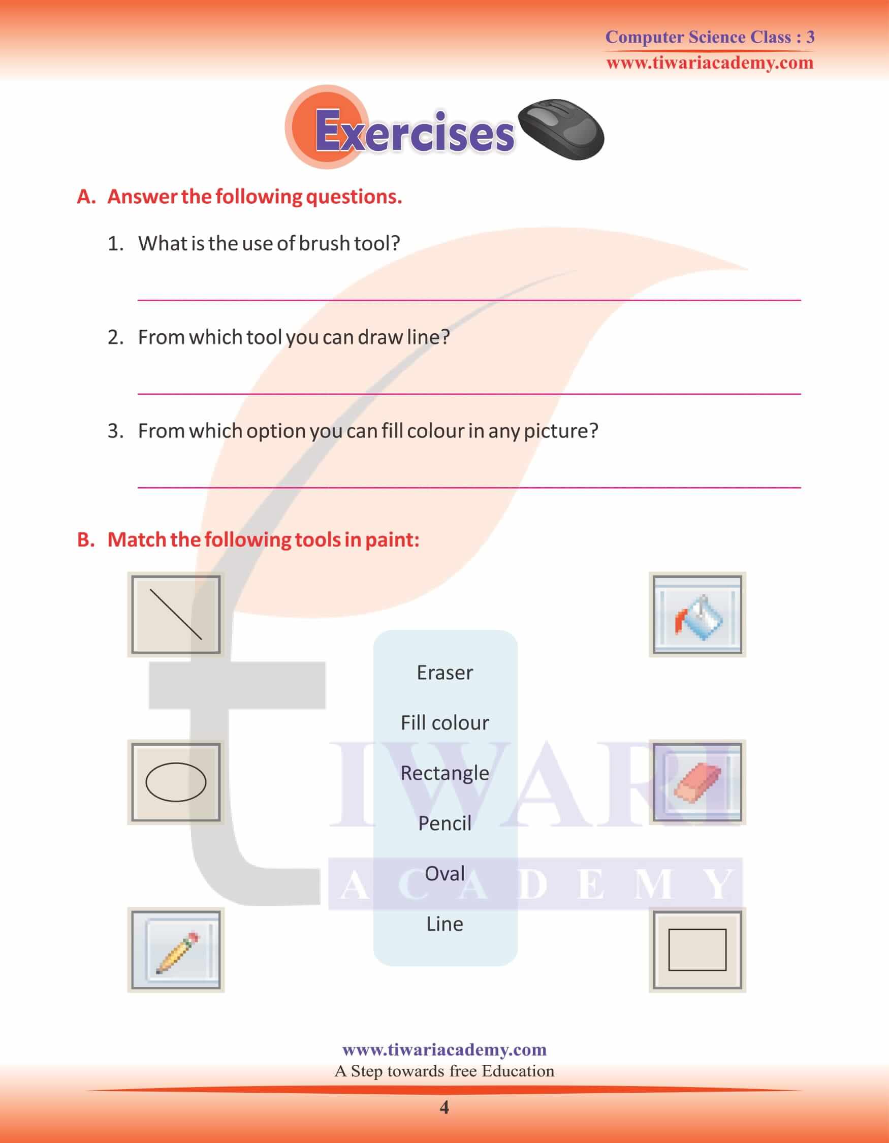 NCERT Solutions for Class 3 Computer Science Chapter 5 Question Answers