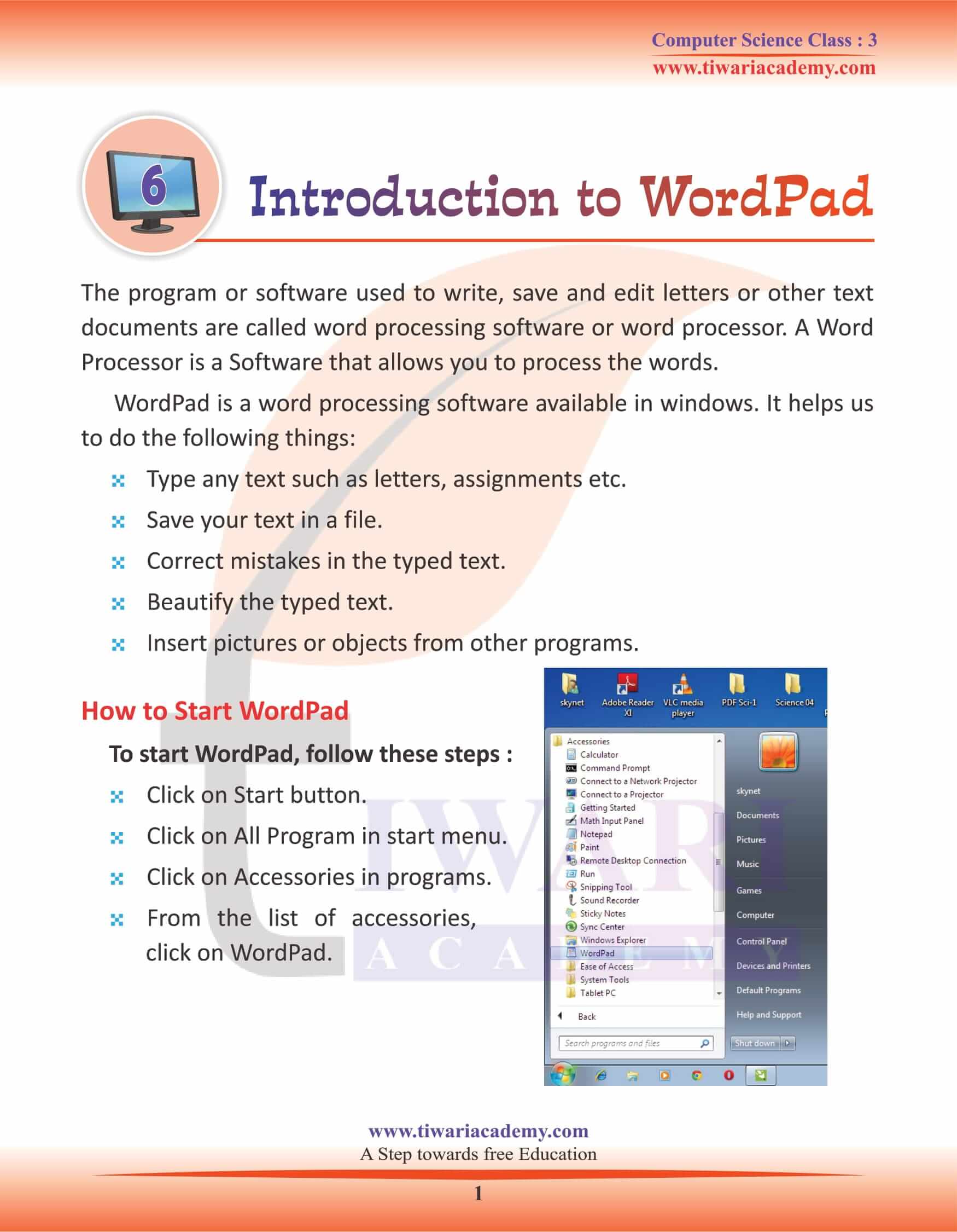 practice wordpad assignment for students