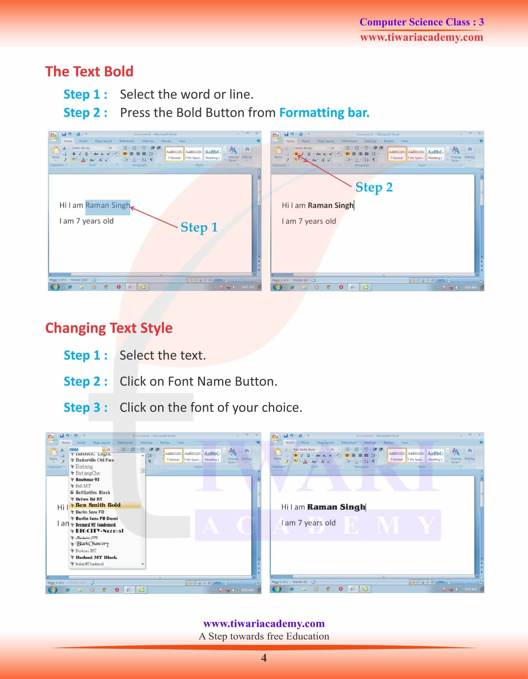 NCERT Solutions for Class 3 Computer Science Chapter 7 Study Material