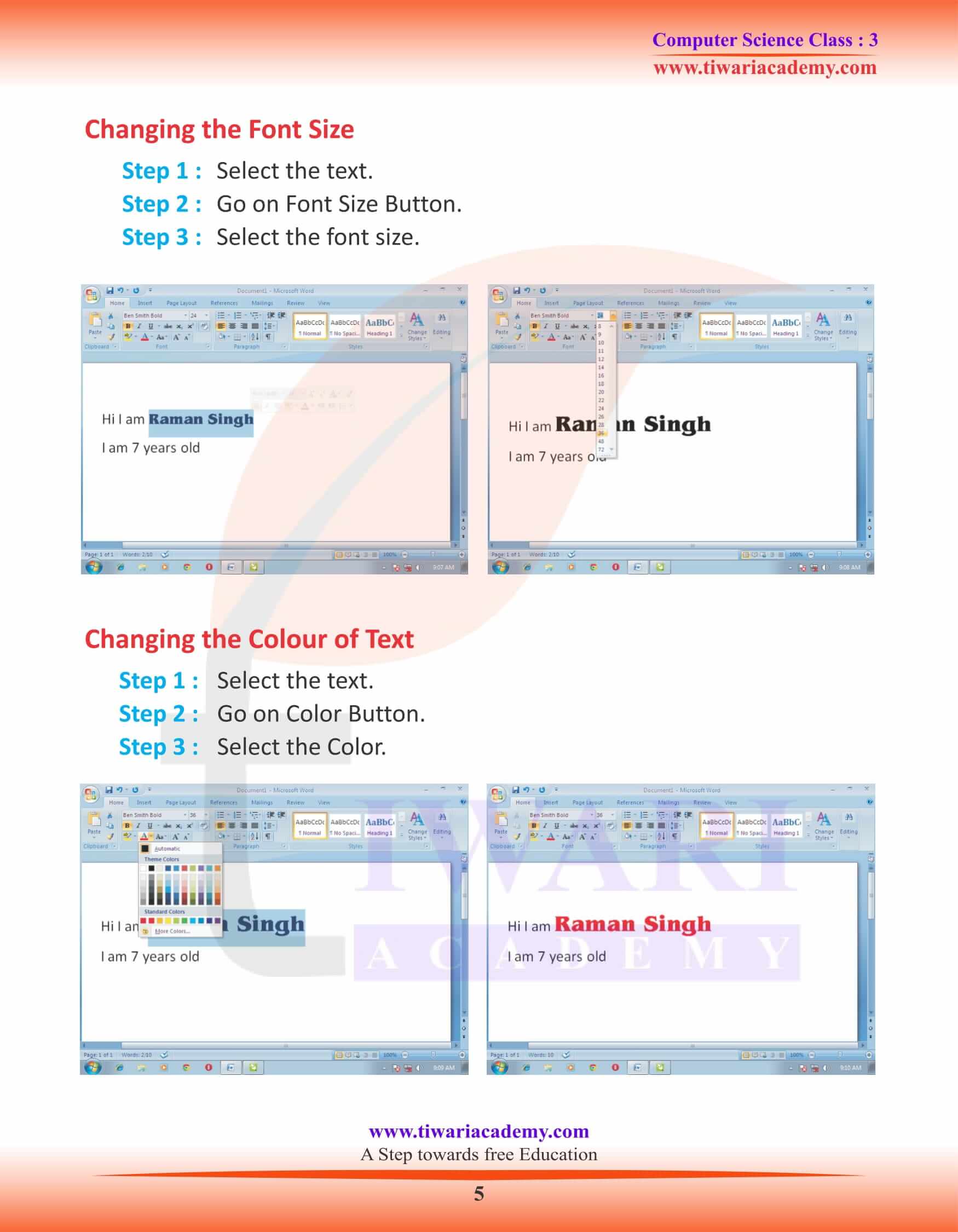 NCERT Solutions for Class 3 Computer Science Chapter 7 Notes