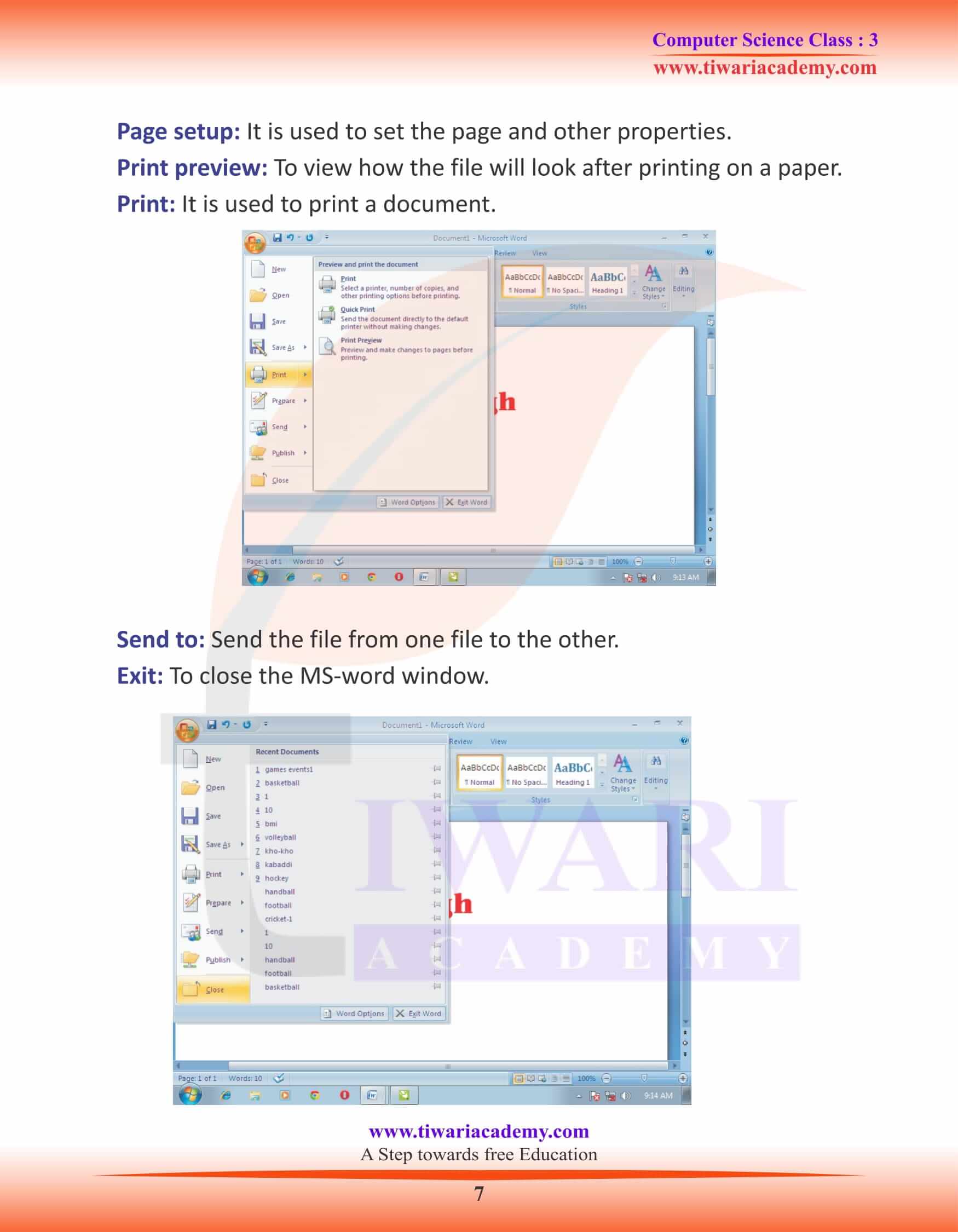 NCERT Solutions for Class 3 Computer Science Chapter 7 Worksheets