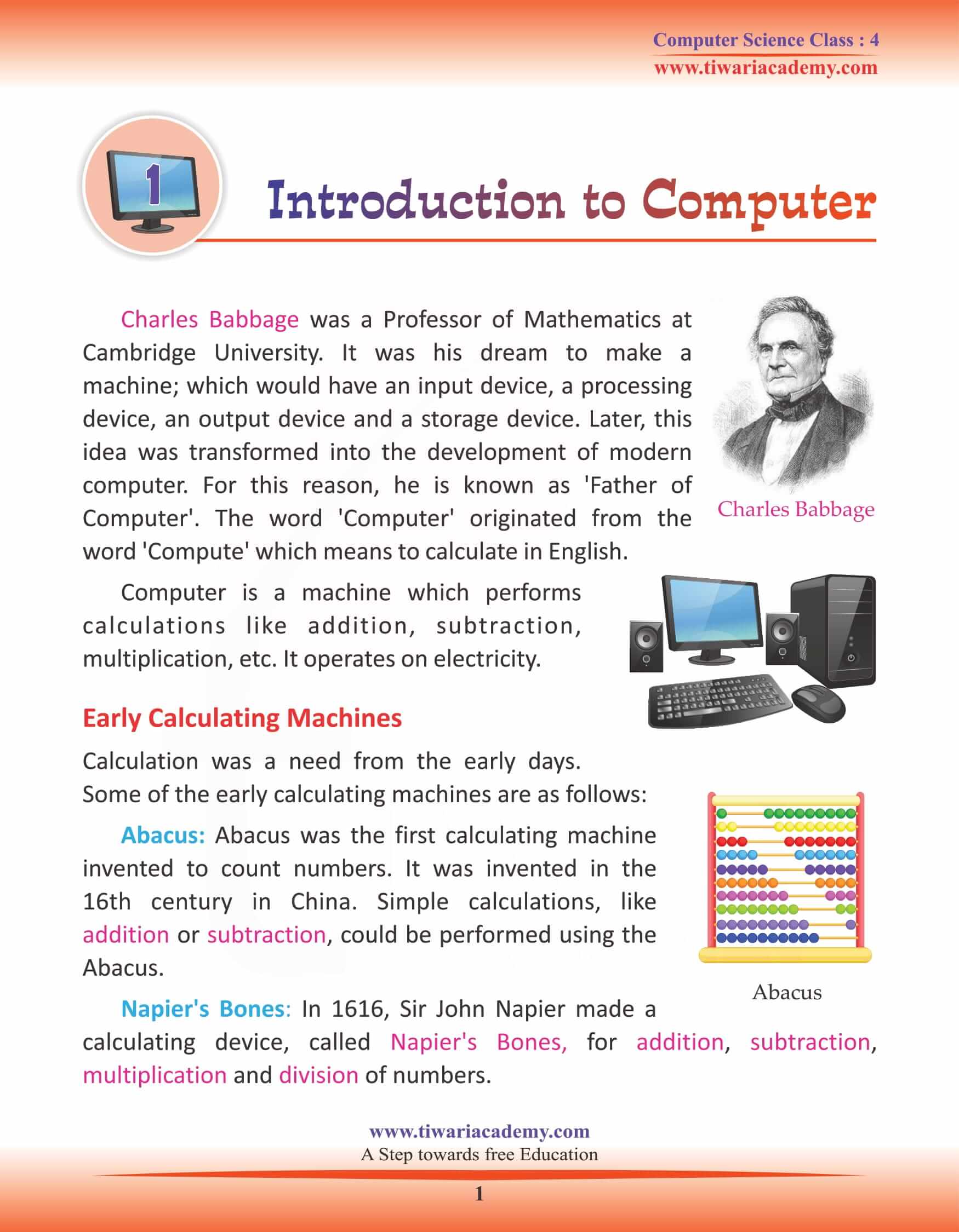 NCERT Solutions for Class 4 Computer Science Chapter 1
