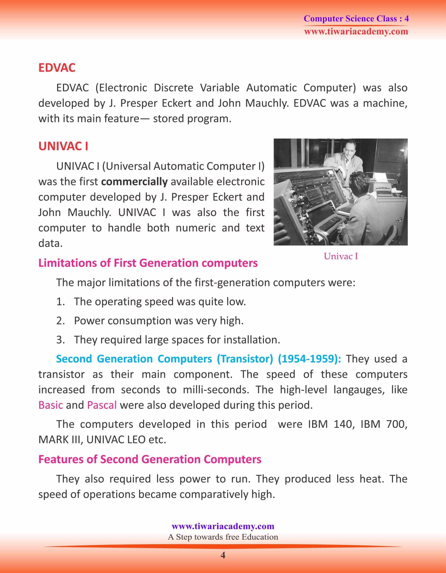 Class 4 Computer Science Chapter 1 Study Material
